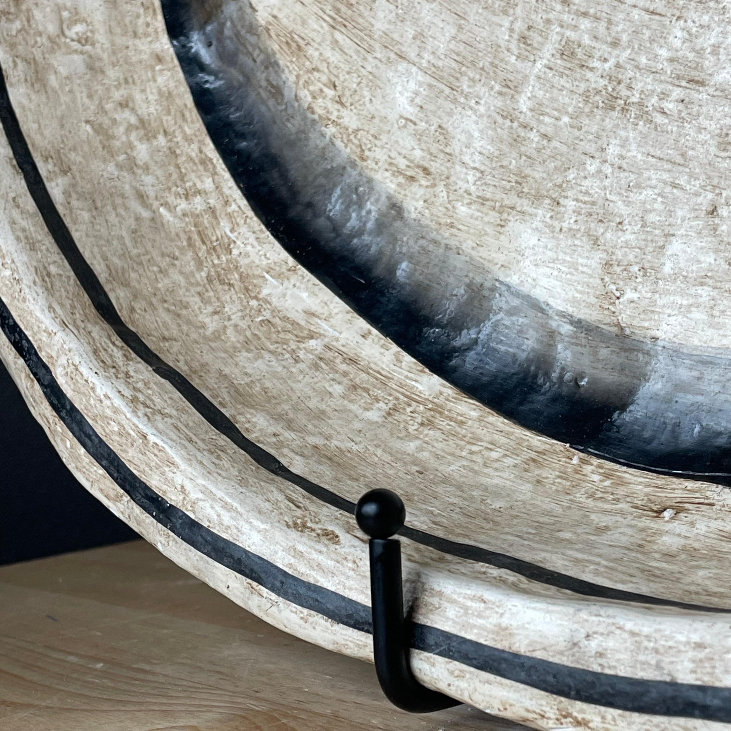 Vintage Decorative Barrel Top Style Large Round Beautifully Painted Wine Label Tray, 19.75"x 2.75"