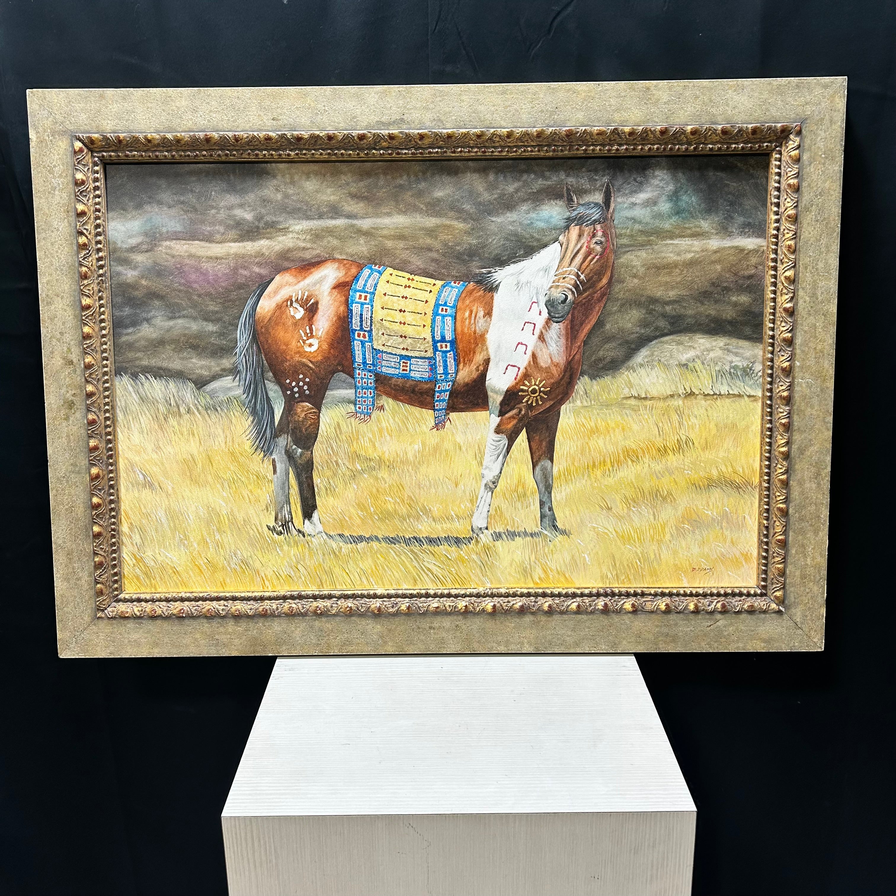 Artist DIDDAMS Indian Horse Painting 43"x 31"