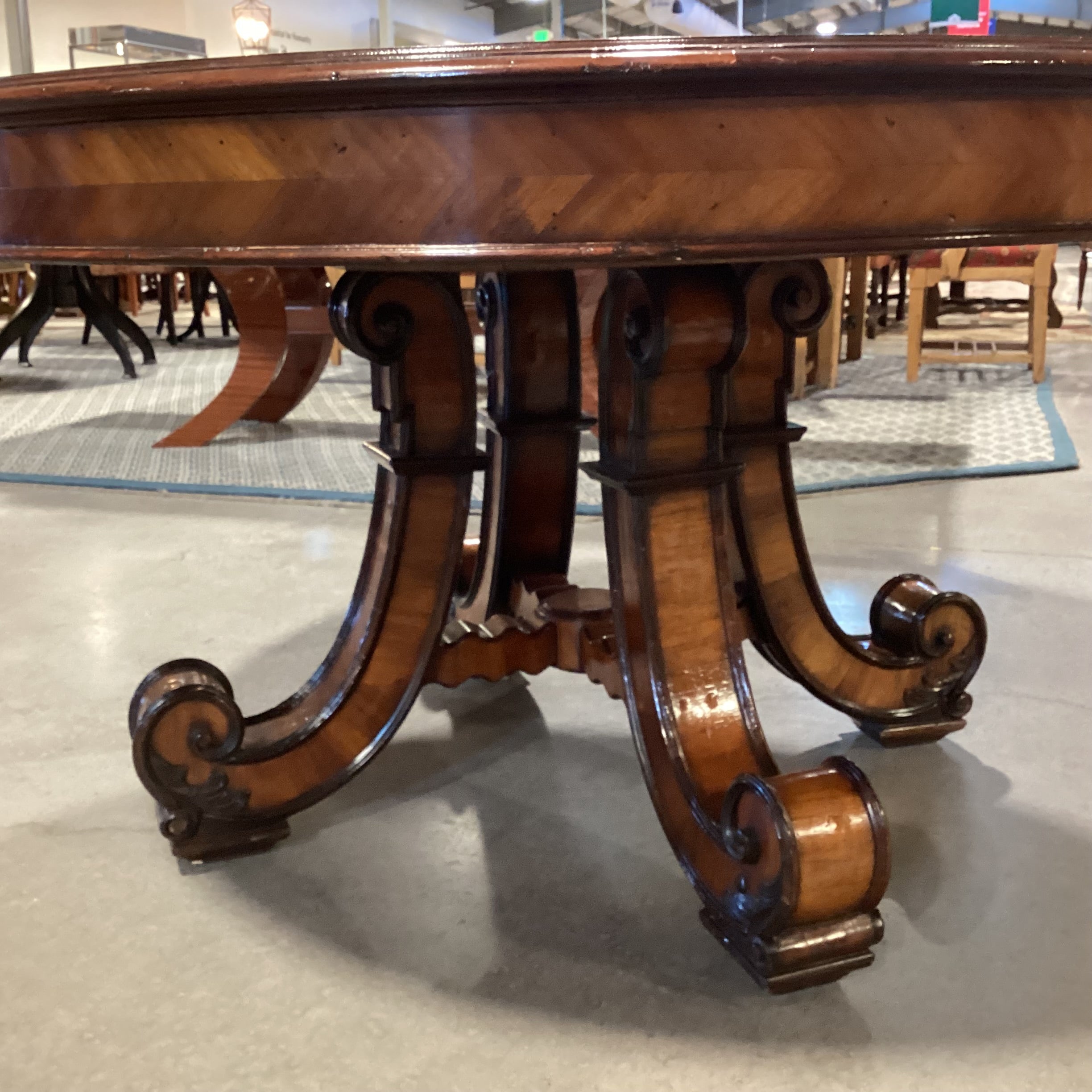 Alfonso Marina Ebanista Ornate Carved & Inlay Wood with Pedestal Round Accent or Dining Table 56" Diameter x 30.5"