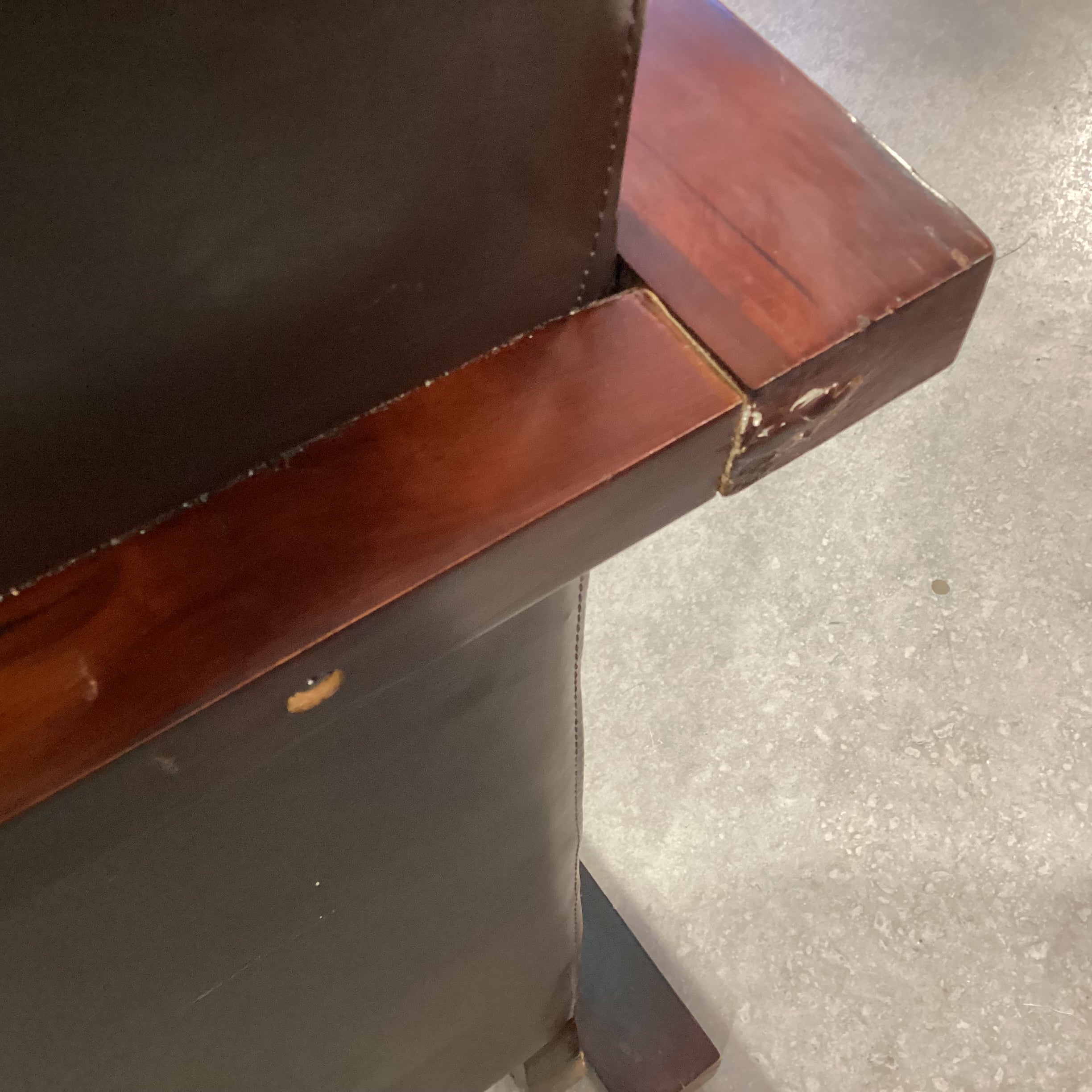 Faux Leather & Wood Chair 28"x 30"x 34"