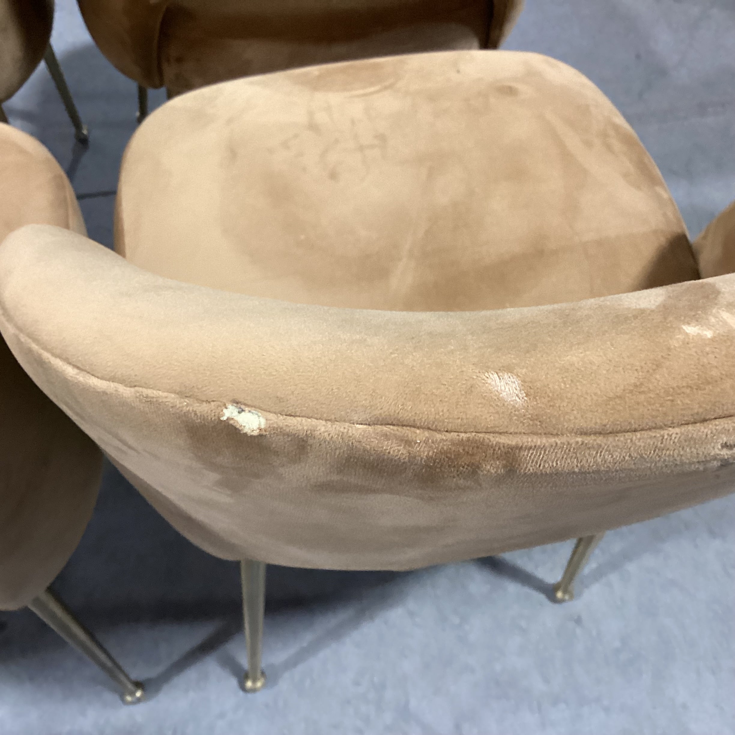 Set of 6 TOV Swell Performance Cognac Velvet & Gold Metal Dining Chairs 18.5"x 21"x 33.5"