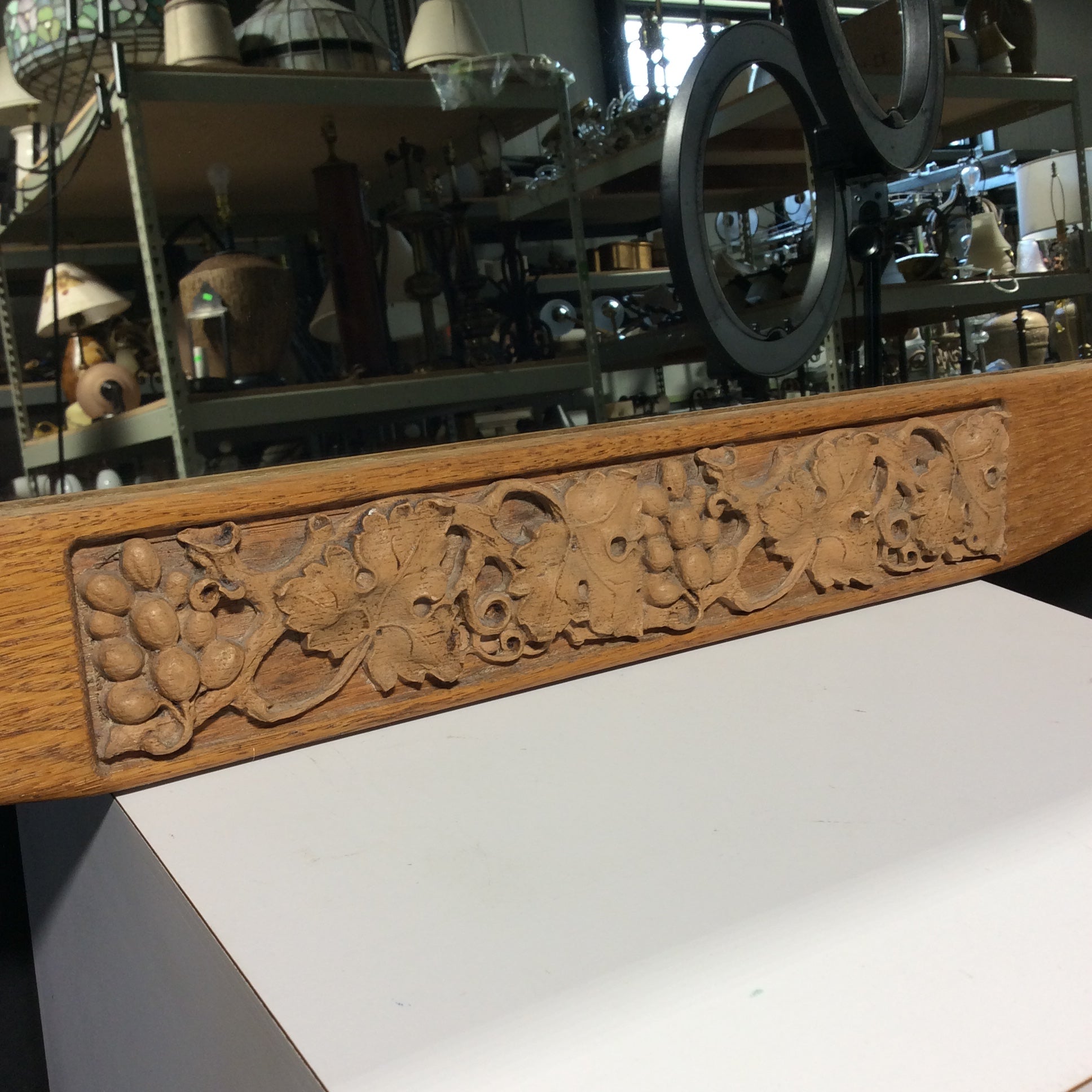 Foliage And Grape Carved Wooden Wall Mirror 33 3/4" x 34 3/4"