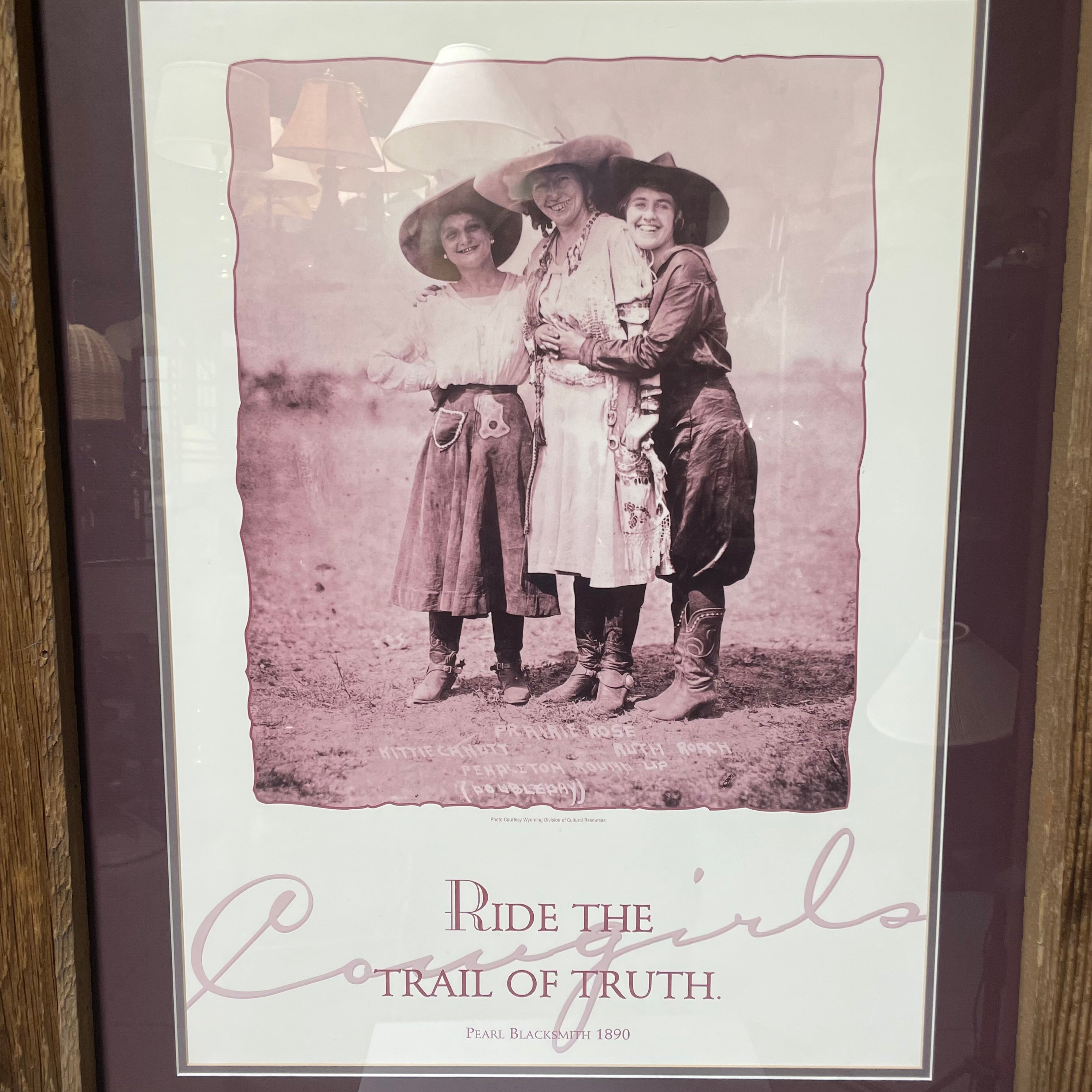 "Ride The Trail Of Truth" Cowgirls Print In Rustic Natural Wood Frame 26" x 32"
