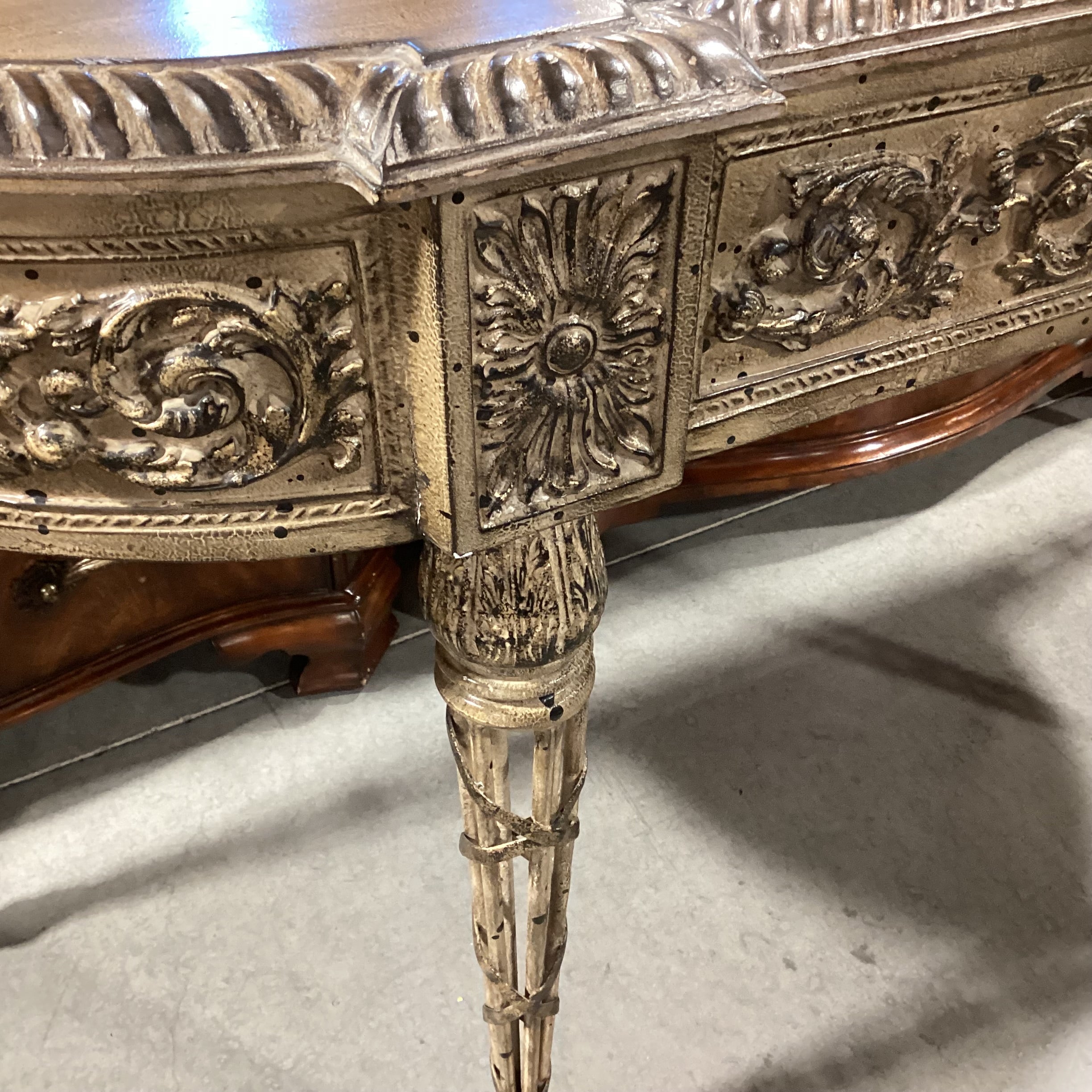 Antiqued Finish Ornate Carved Wood Composite & Metal Sofa Table 66"x 20"x 34.5"