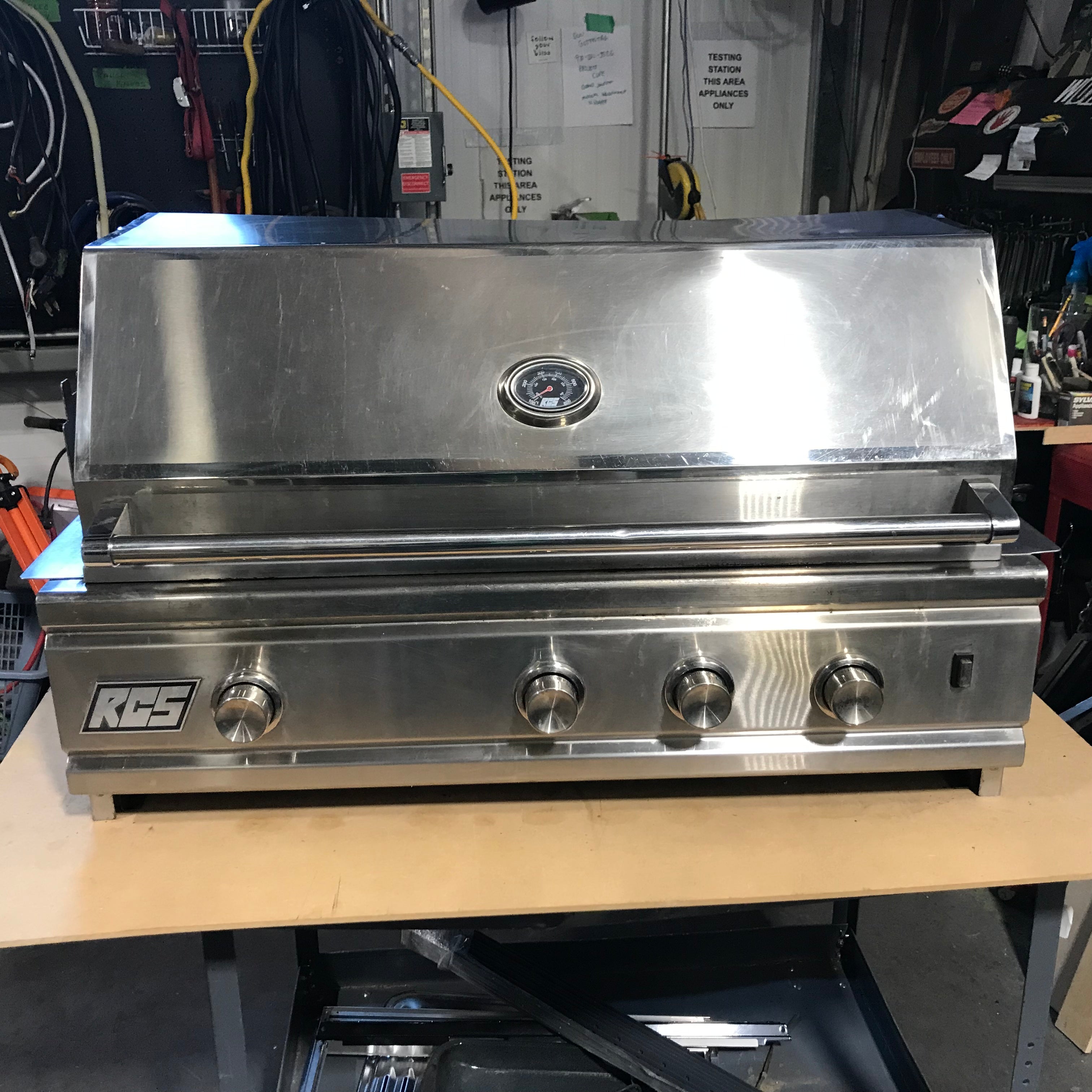 RCS Stainless Steel 3 Burner, Warmer Natural Gas Grill 41"x 20"x 23"