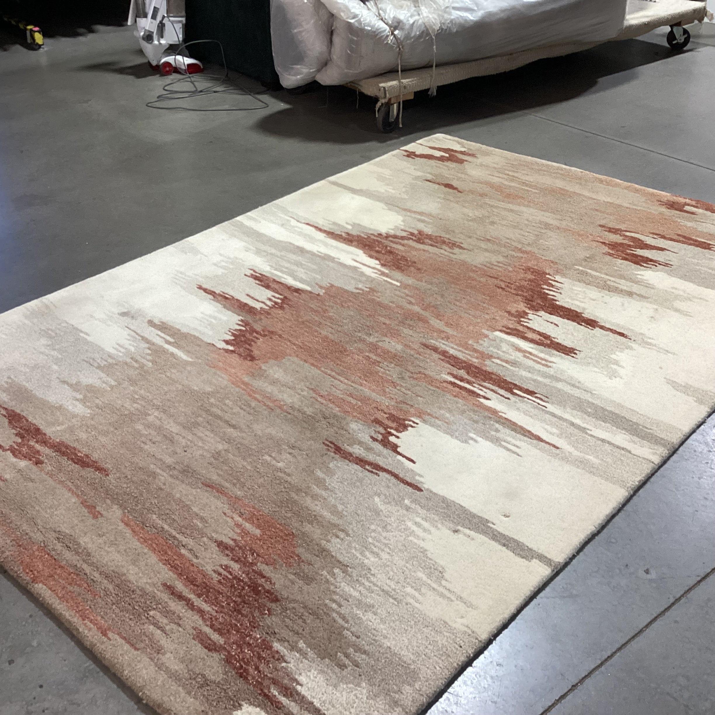 Crate & Barrel Birch & Terracotta Southwest Wool & Rayon Rug 6'x 9'