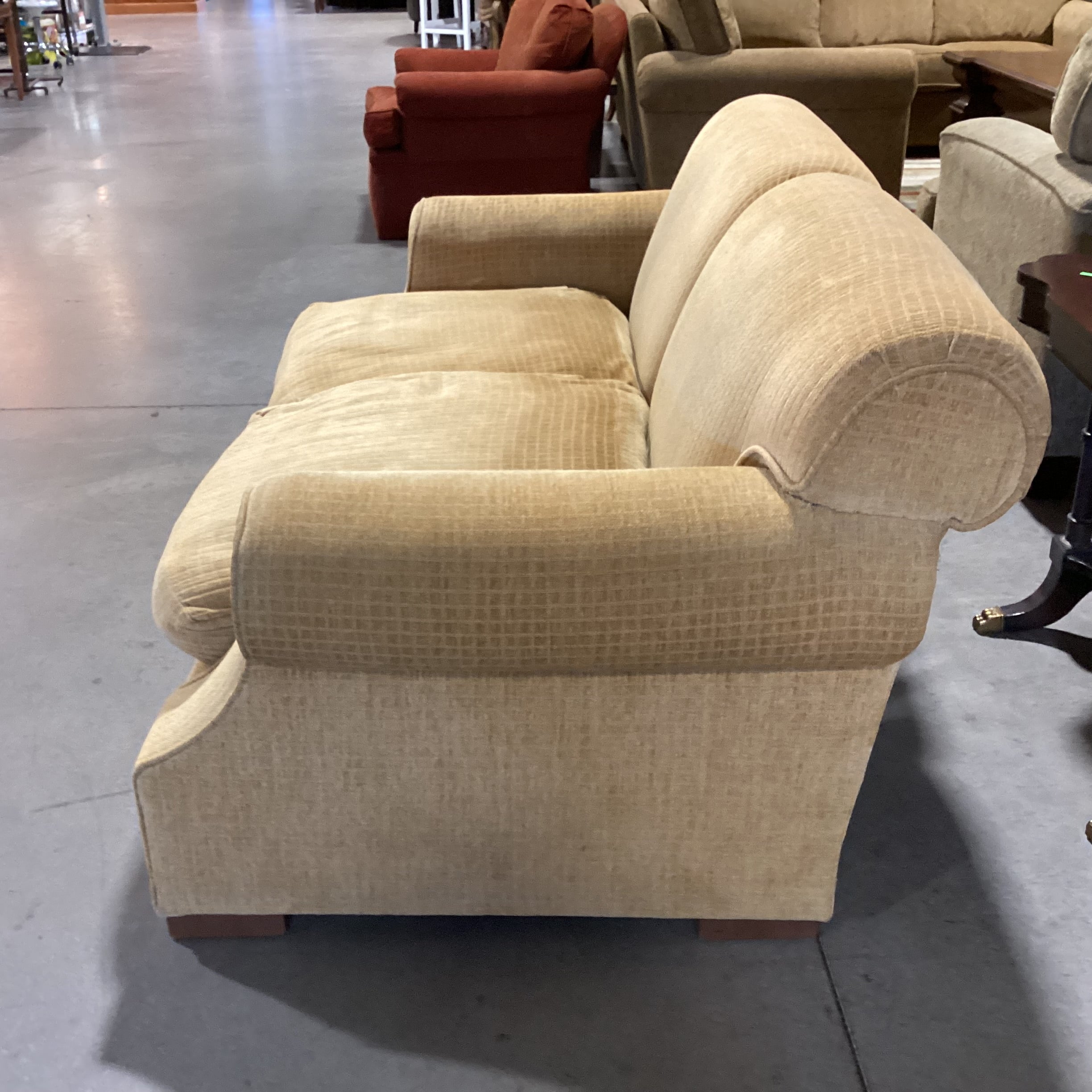 Golden Chenille Grid Woven & Down Mix Loveseat Sofa 67"x 40"x 30"