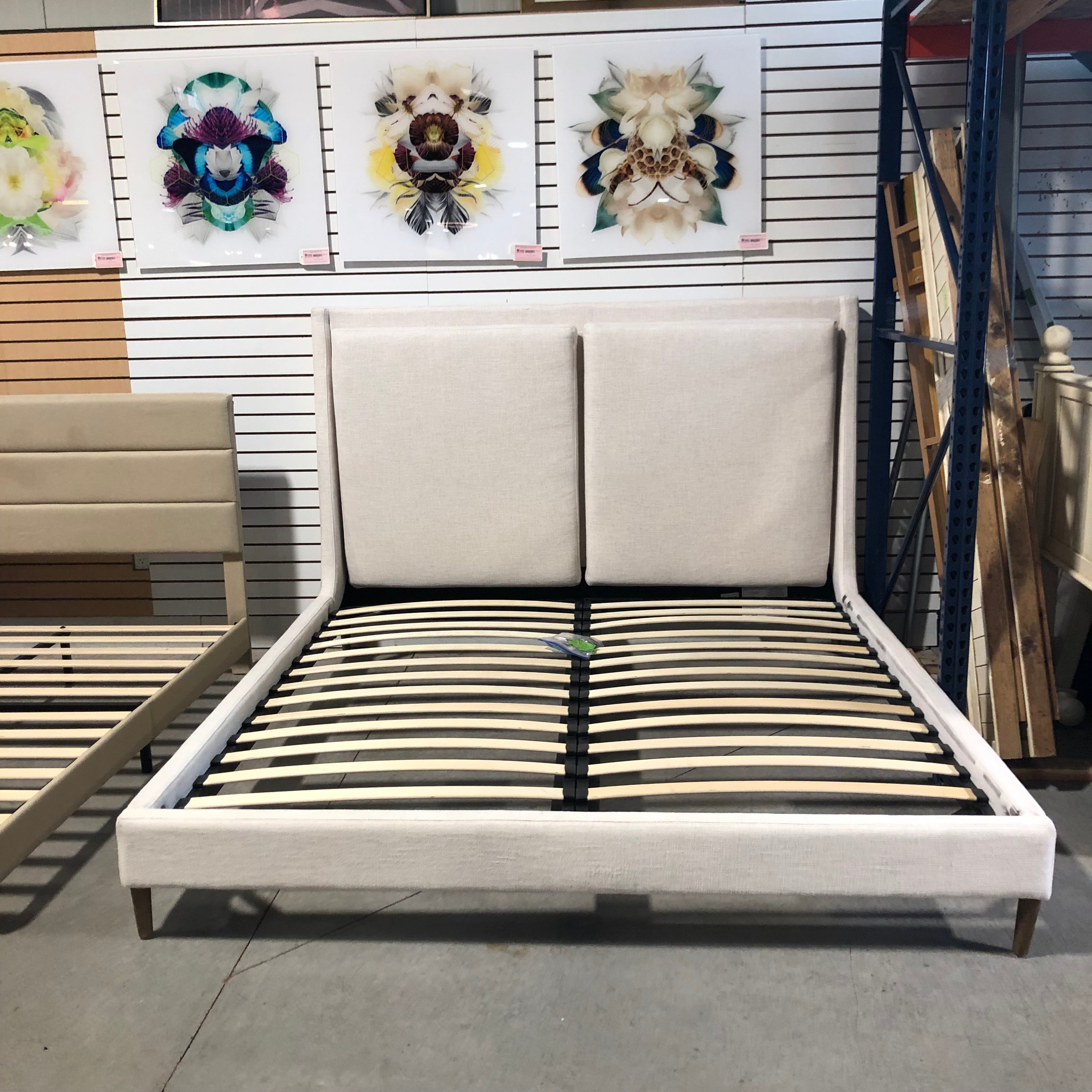 King Four Hands "Potter Bed" Fabric Platform Bed Set 81"x 90"x 56.5"