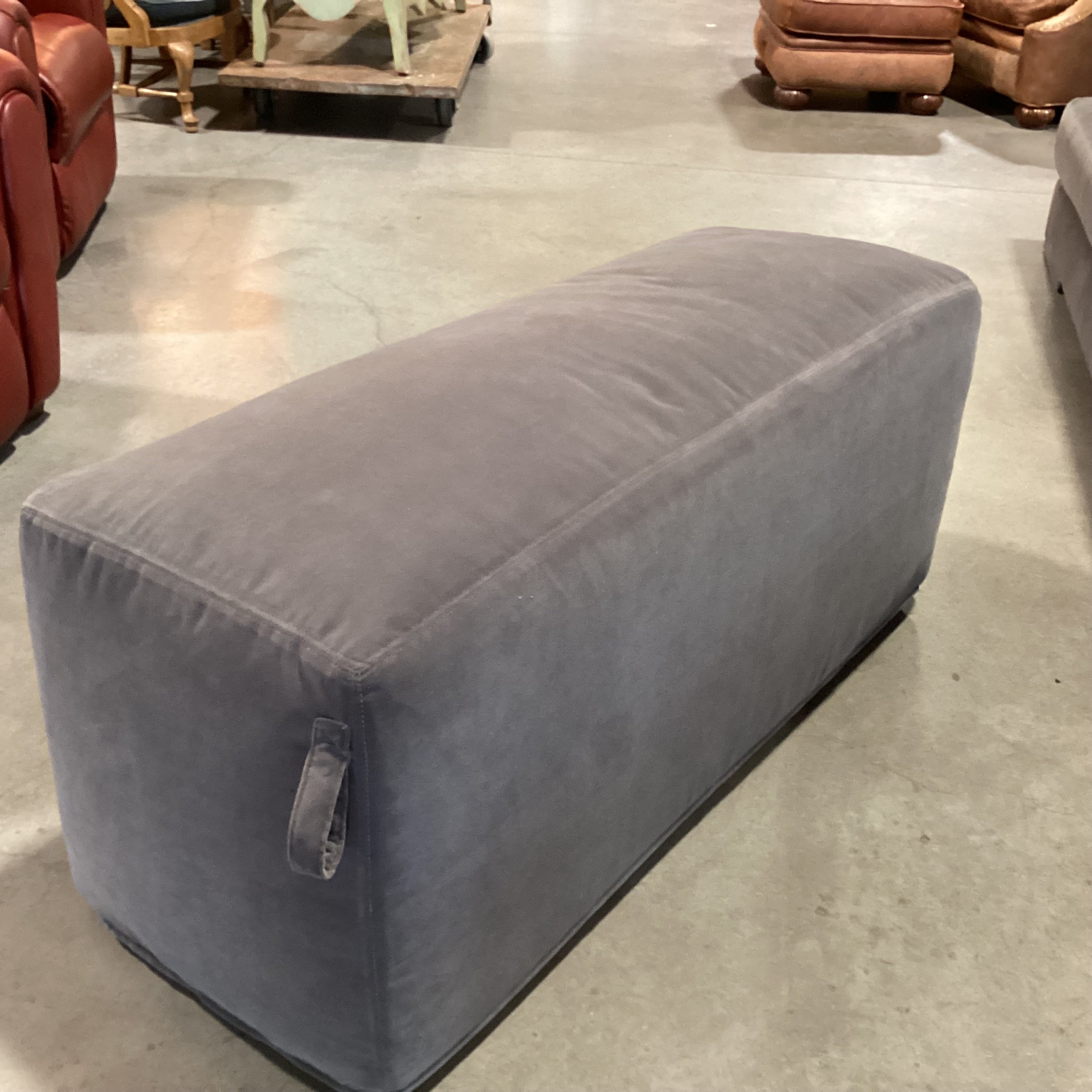 Verellen Grey Velvet & Down Mix Modern Bench Ottoman 50"x 19"x 23"