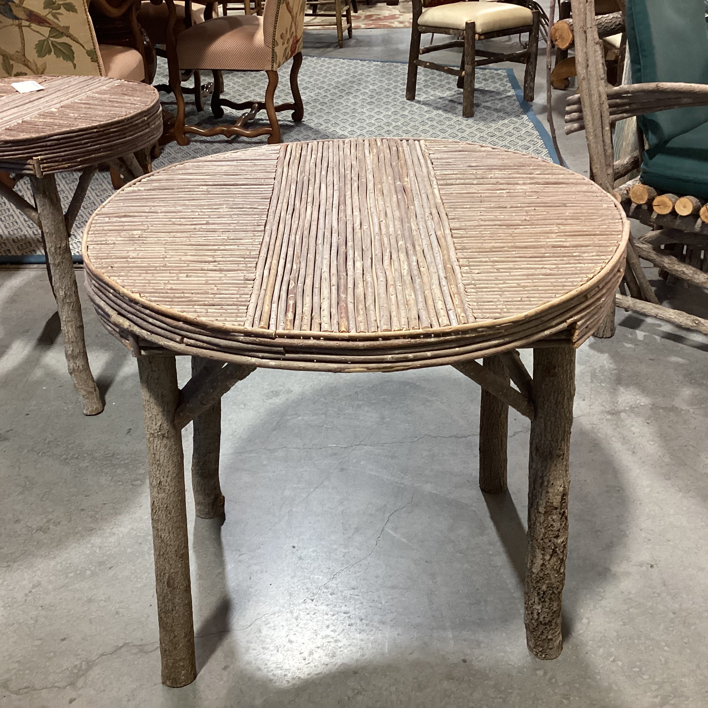 Round Log & Branch Rustic Accent Table