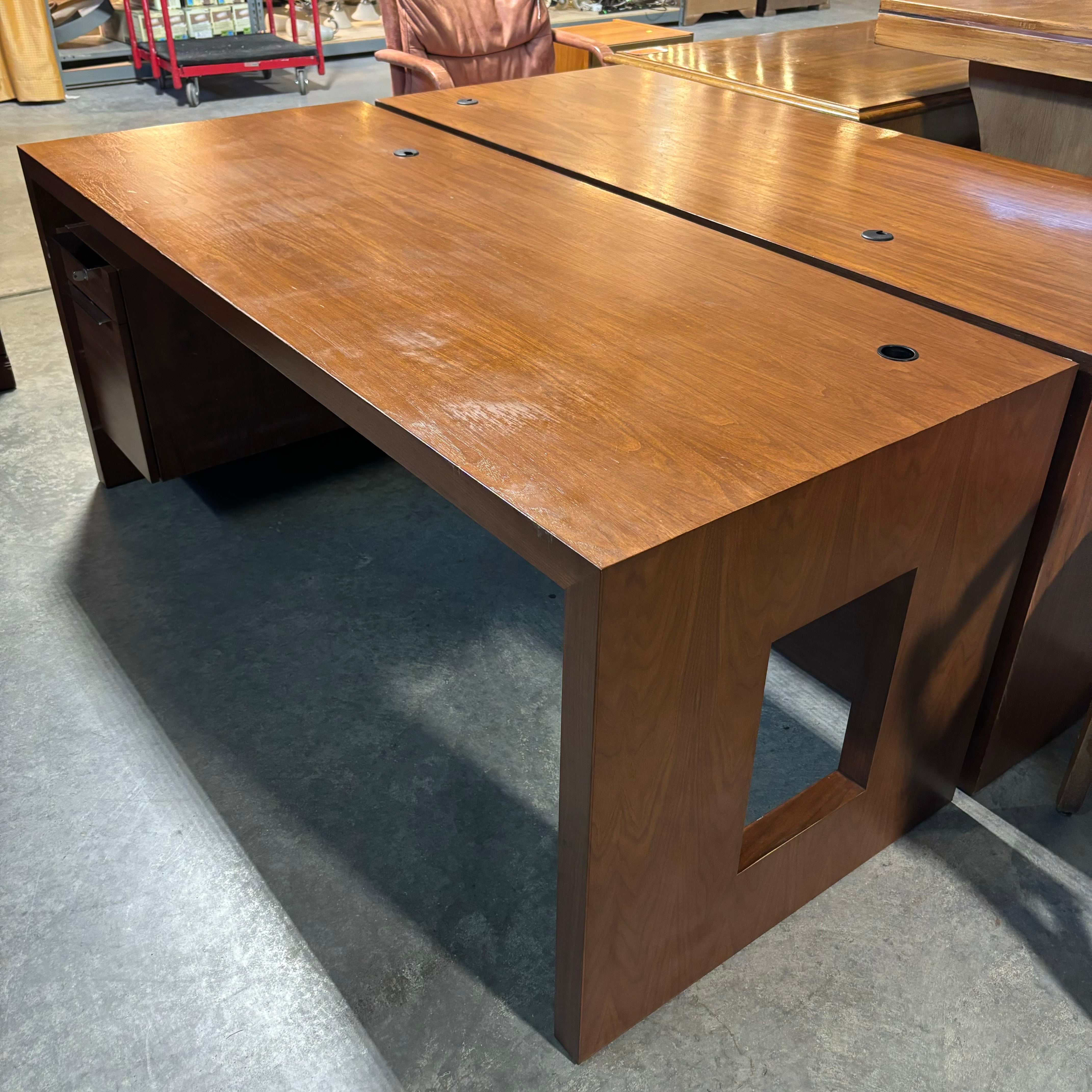 Medium Finish Solid Wood with 2 Soft Close Drawers Executive Desk 72"x 30"x 30"