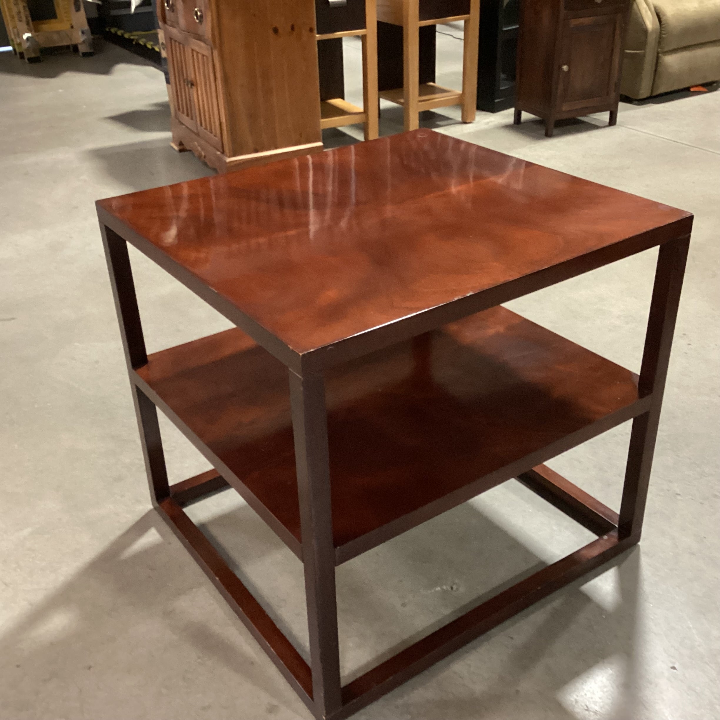 Bolier & Co Dark Finished Wood 2 Tiered End Table 28"x 26"x 26"