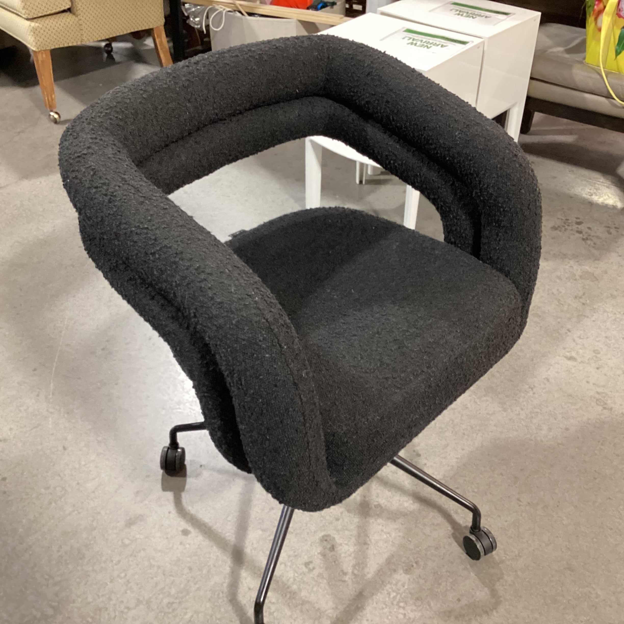Rove Concepts Black Chatou Boucle Adjustable Office Chair 26"x 23"x 34"