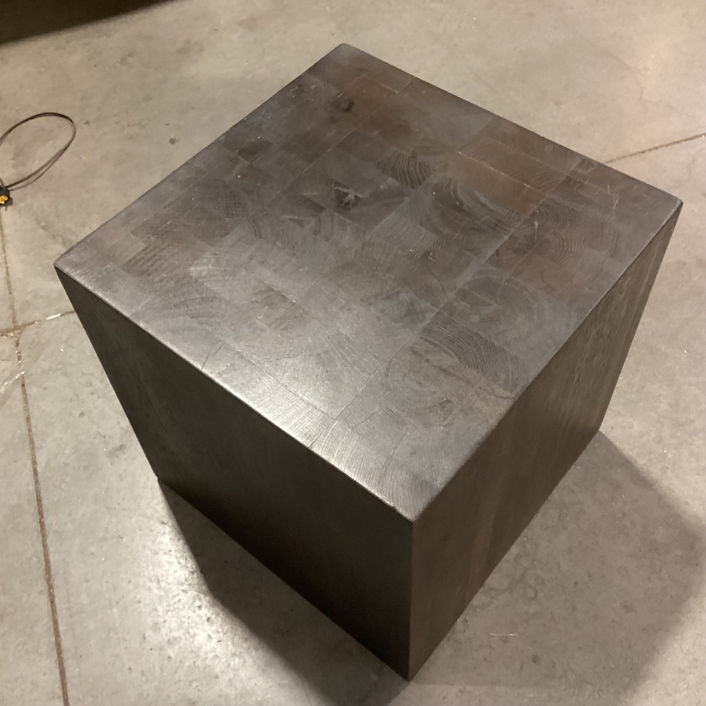Restoration Hardware Reclaimed Solid Block Oak Accent Table 19"x 19"x 19"
