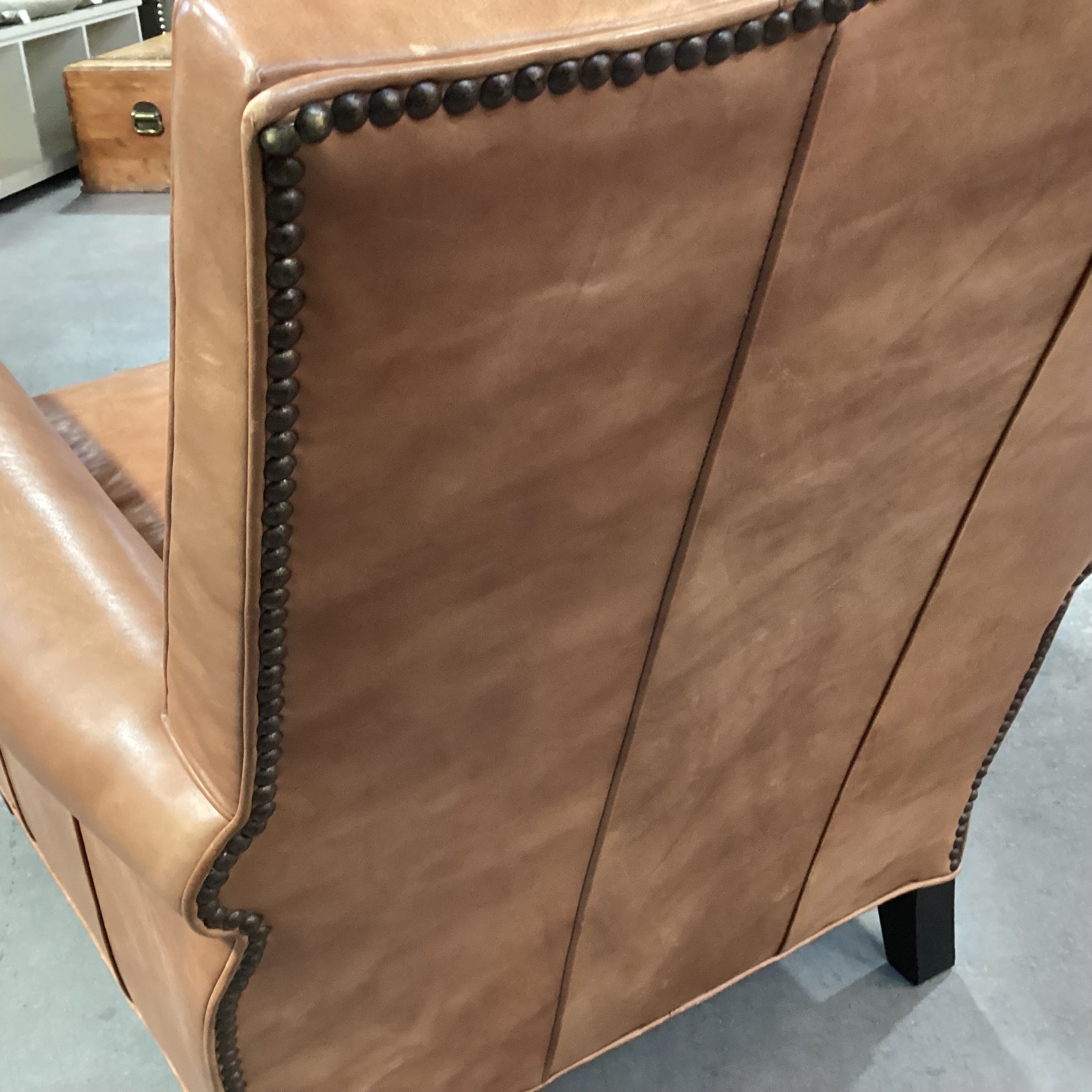 Lee Industries Leather with Back Nailhead Club Chair 31"x 35"x 33"