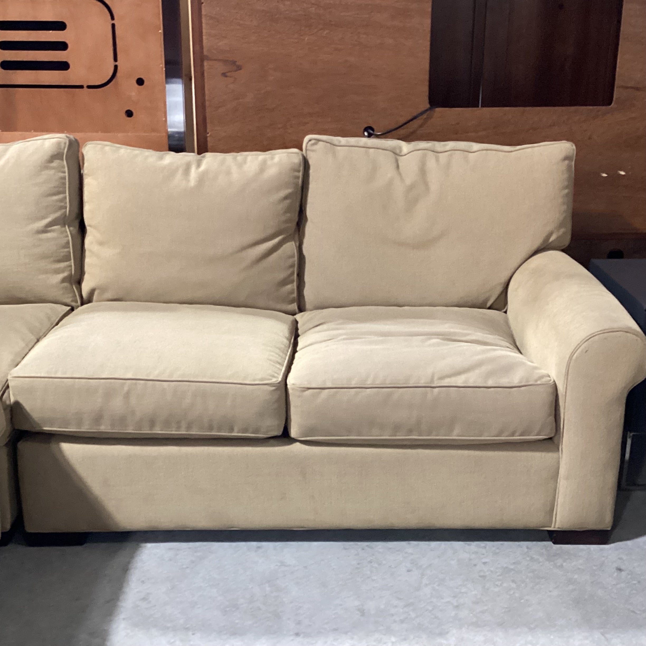 Room & Board McCreary Modern Beige Ribbed Texture Woven 3 Piece Sectional 103"x 103"x 42"x 31"