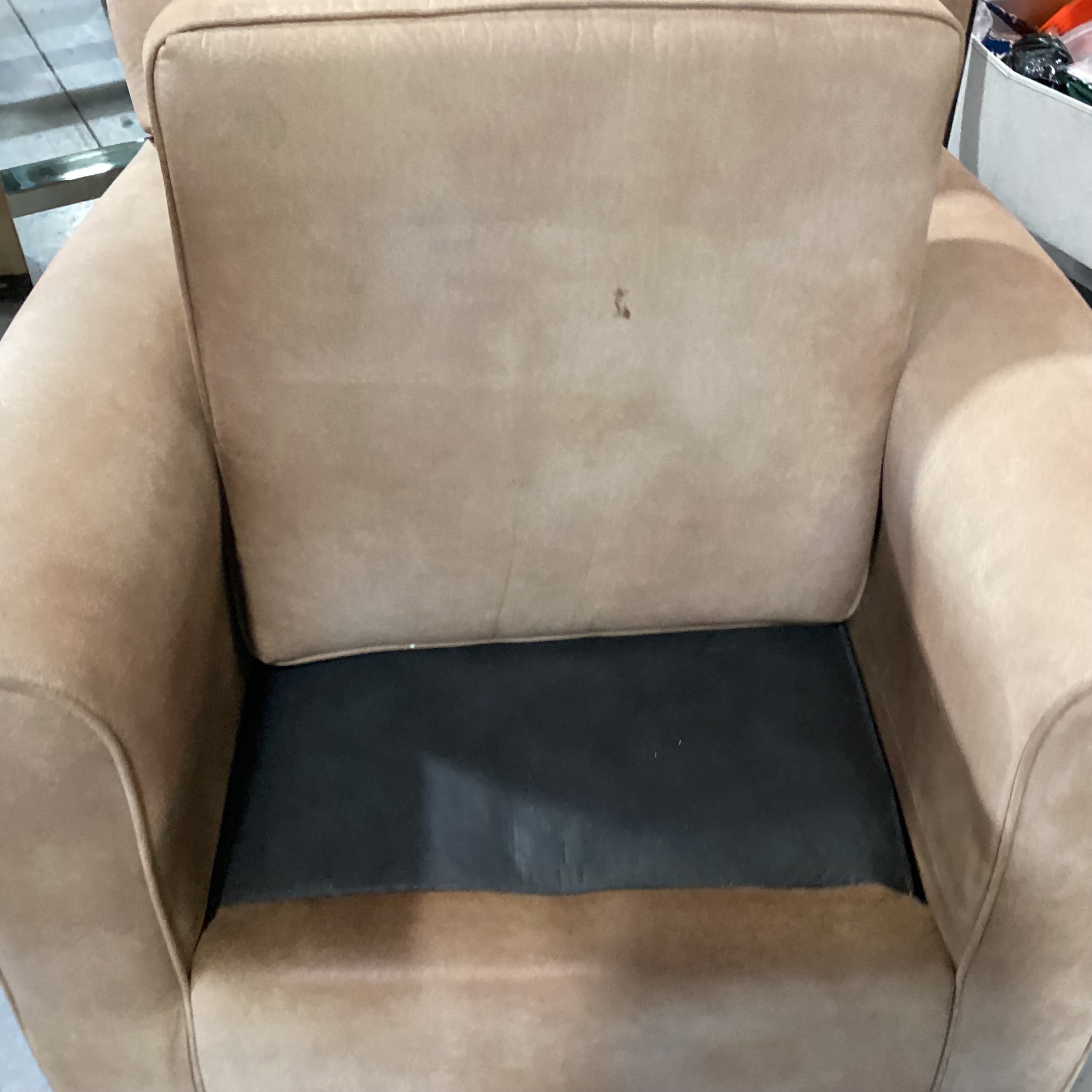 Best Chairs Tan Micro Suede Swivel Rock Chair 35"x 33"x 38"