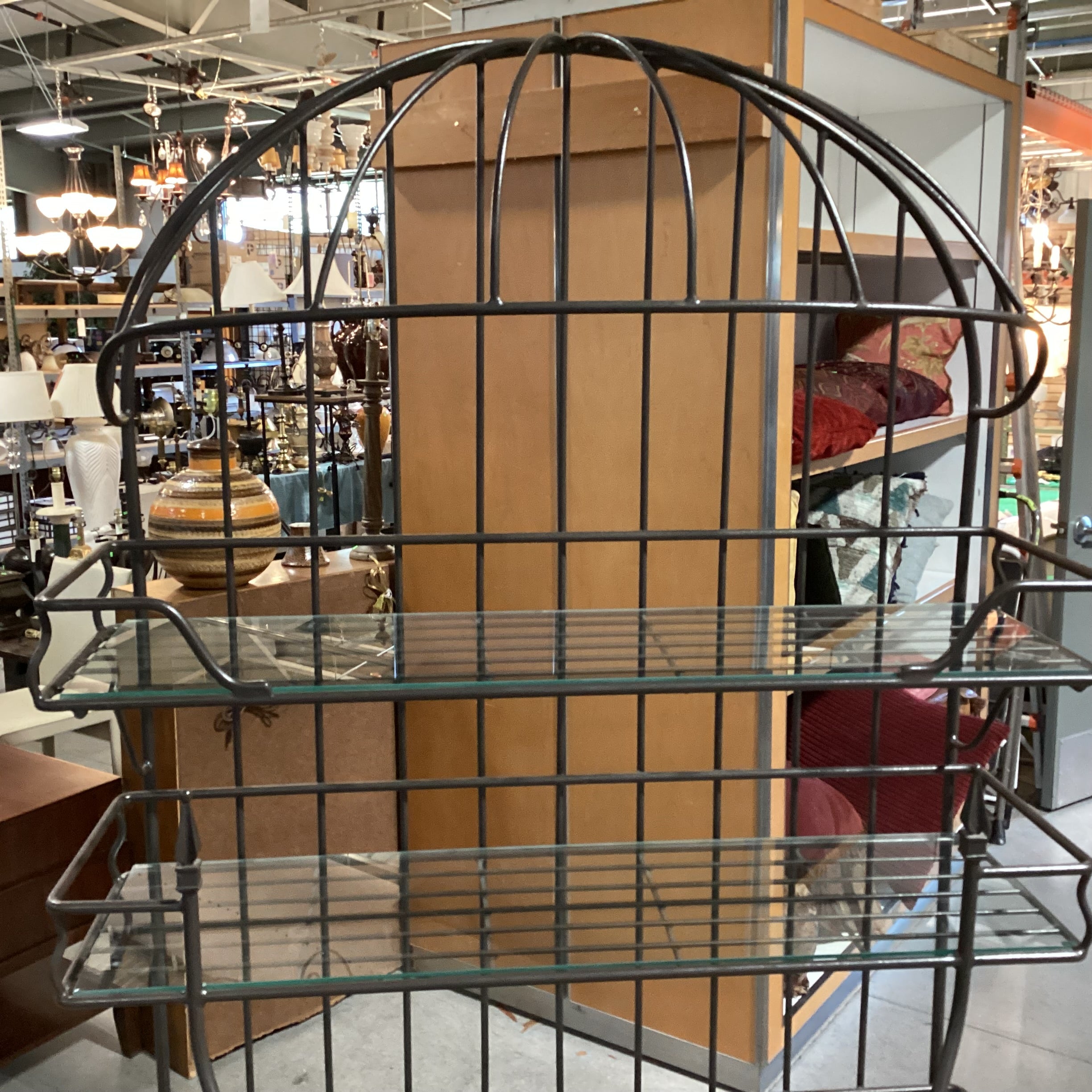 Iron with Dome Top & Glass Bakers & Wine Rack Shelves 44"x 18"x 83"