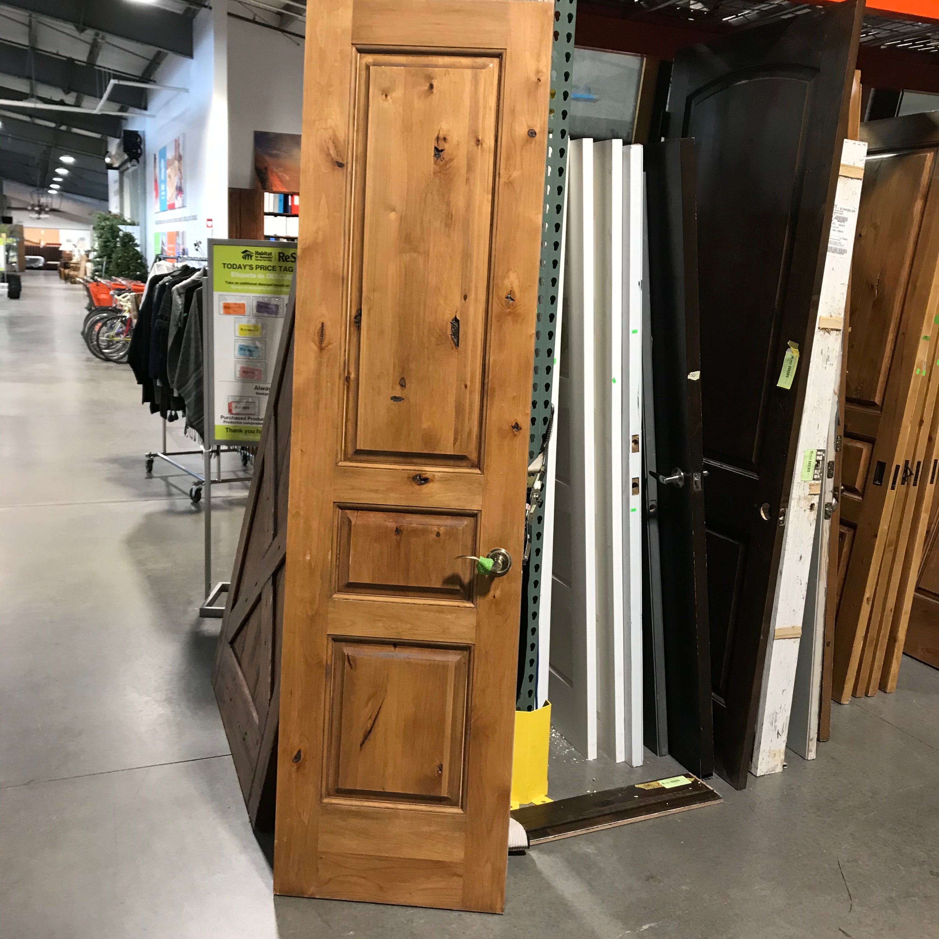 LH 24"x 90"x 1.75" Alder 3 Panel Interior Door