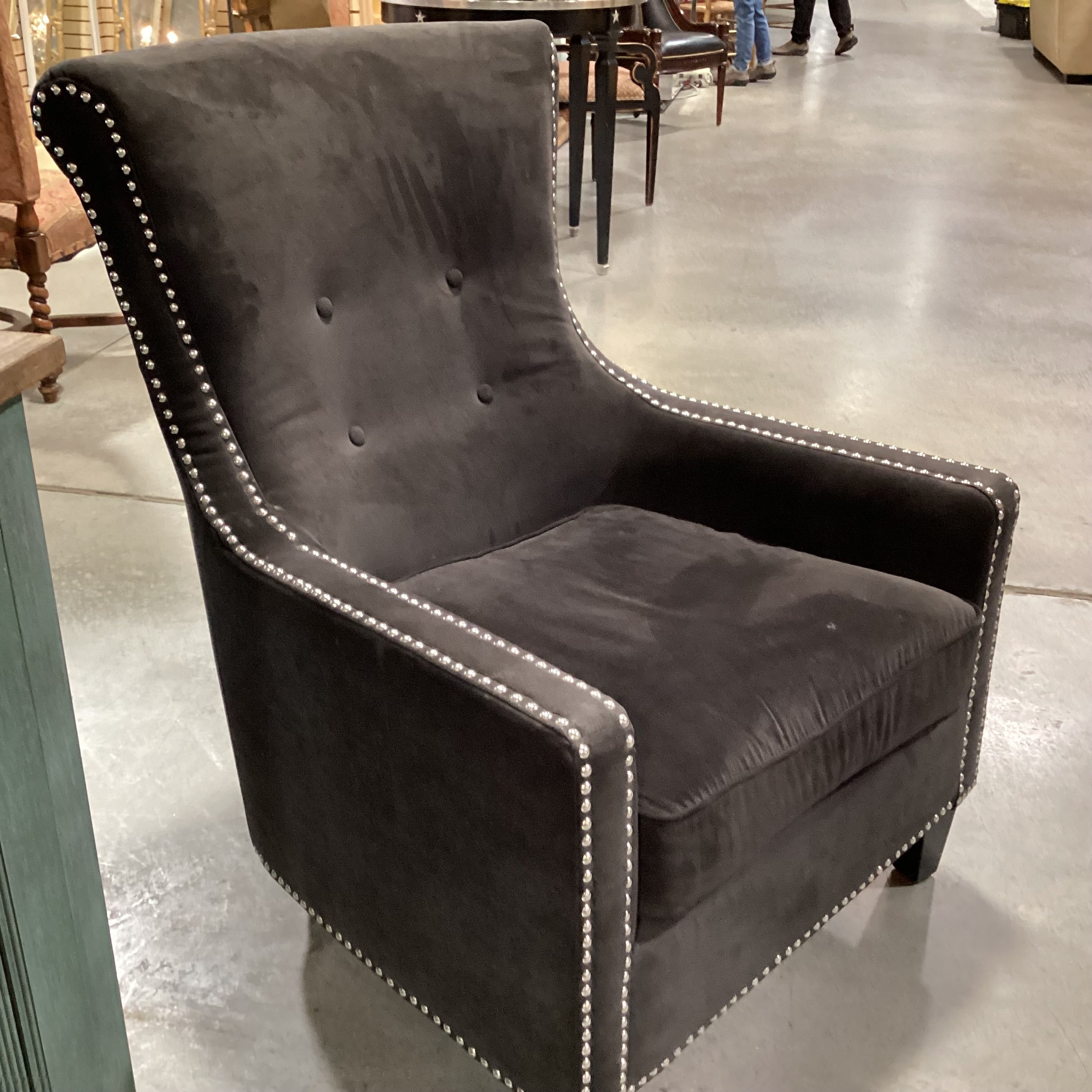 Dark Brown Button Tufted & Nailhead Highback Chair 31"x 36"x 42"