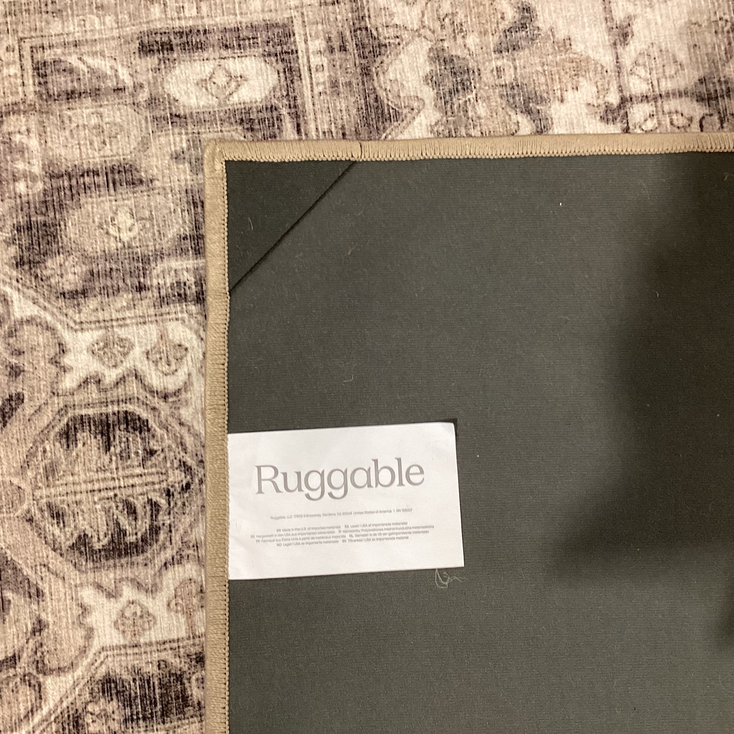 Ruggable Cream Brown Taupe Washable Rug 5'2"x 7'2"