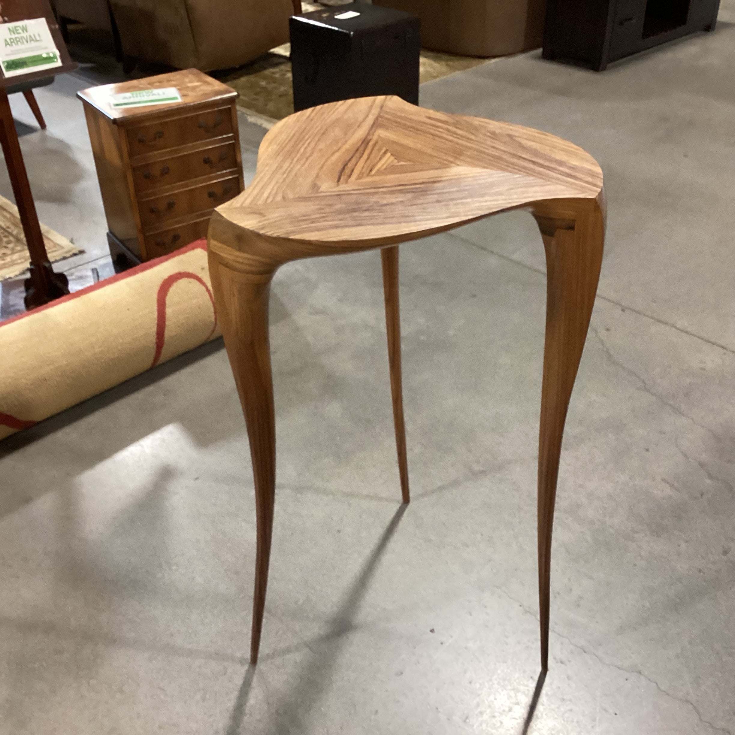 Victor Dinovi 1999 Walnut Triangular Accent Table 24"x 24"x 40"