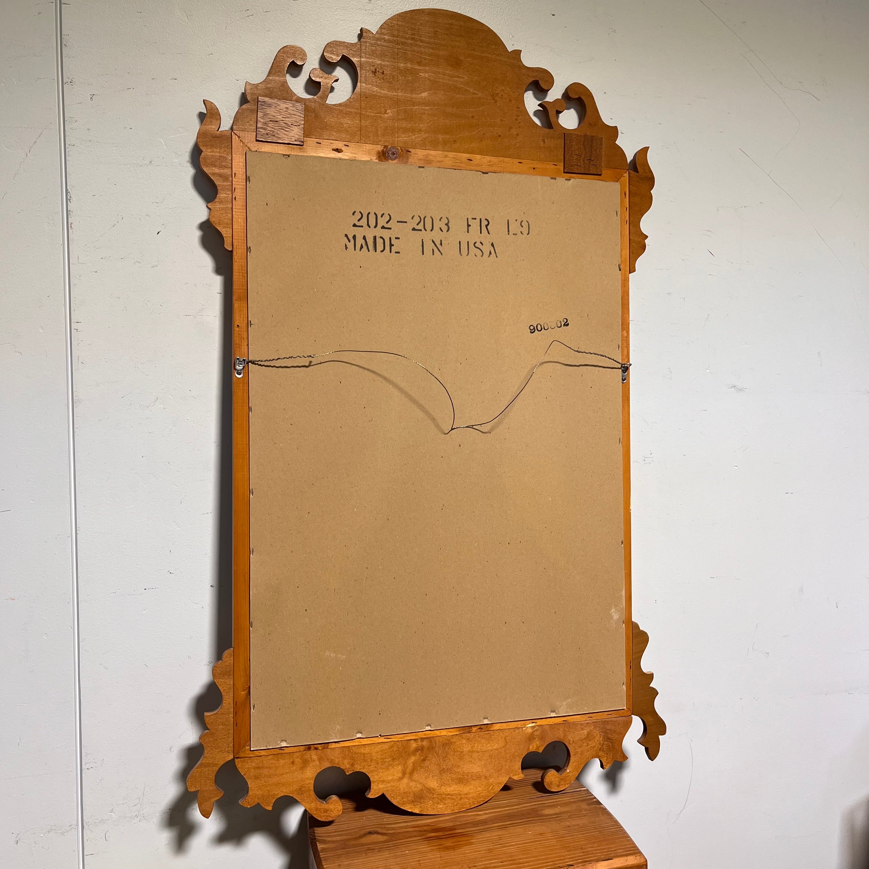 Wooden Chippendale Beveled Wall Mirror; 30"x 48"