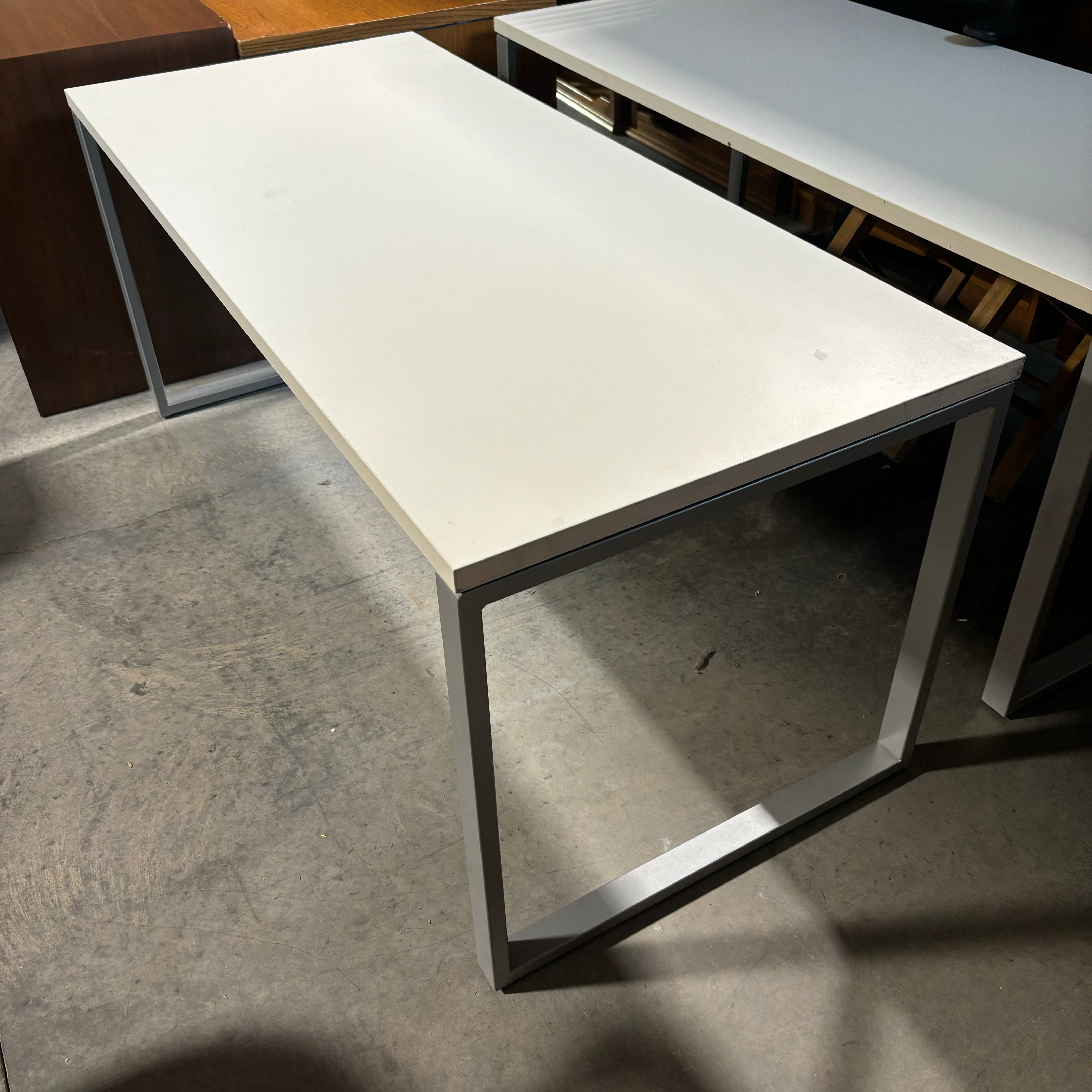 Herman Miller White Laminate Top with Steel Square Base Desk 66"x 29"x 29"