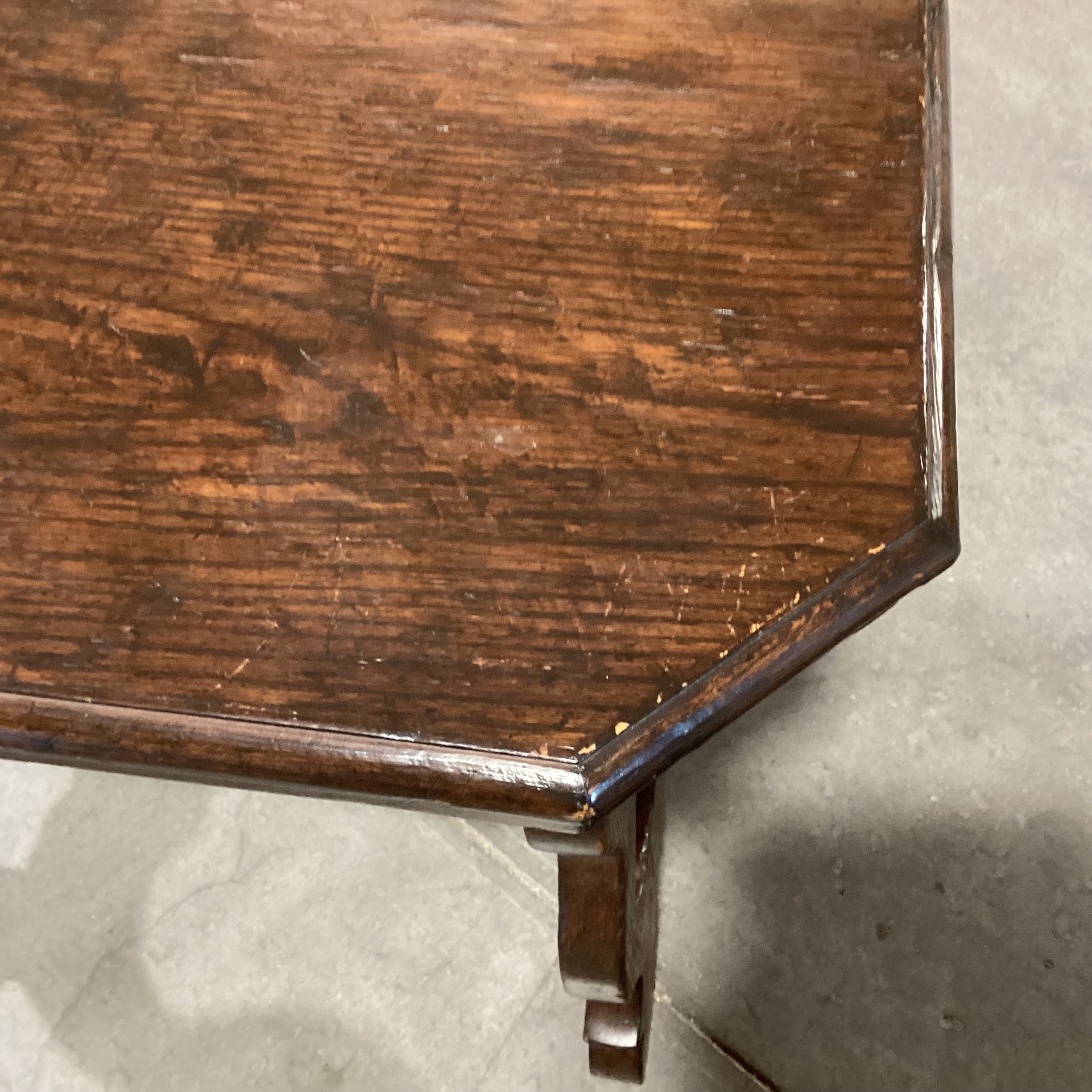 Collection Reproductions Dark Finish Carved Wood & Iron Stringer End Table 30"x 24"x 25.5"