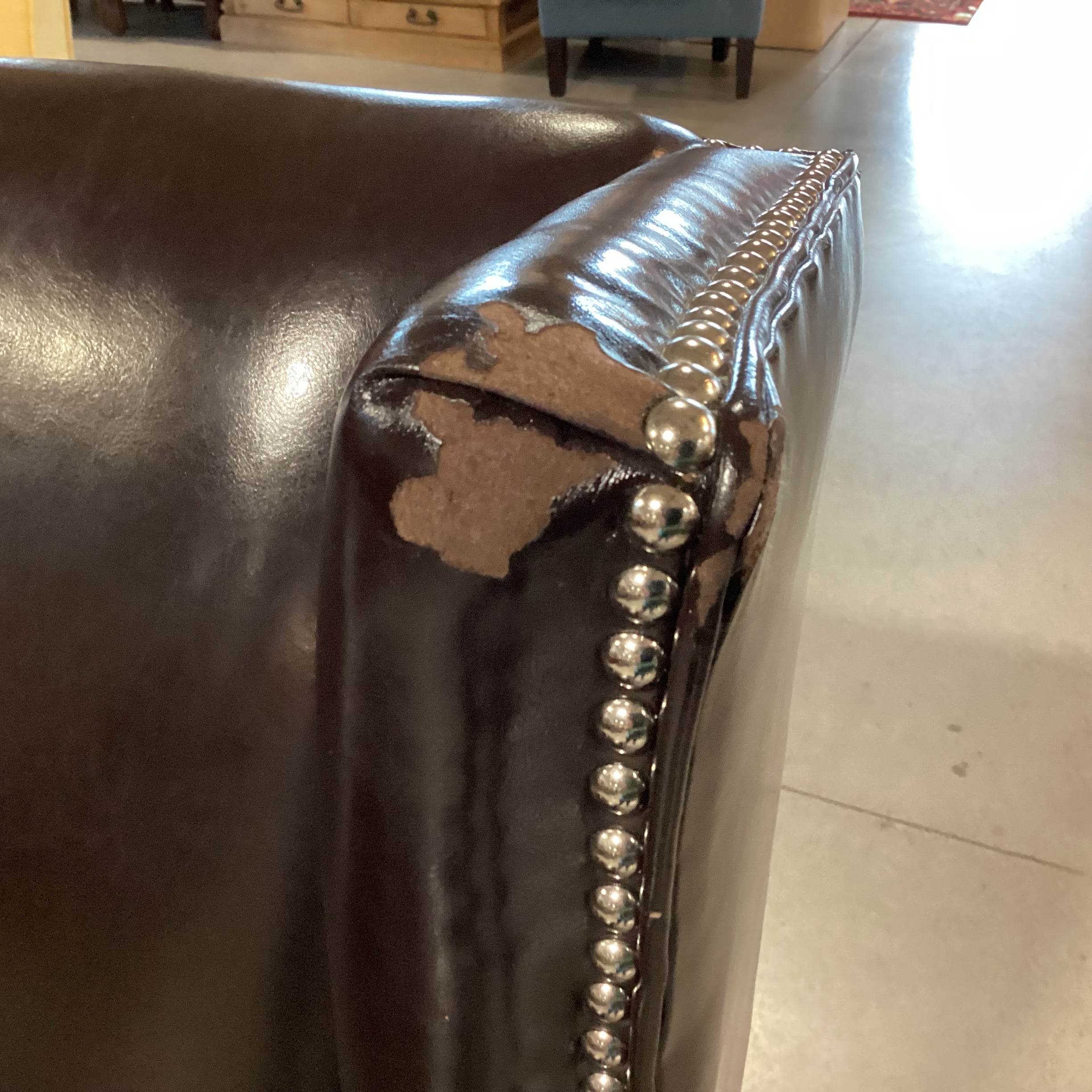 Z Gallerie Chocolate Leather Nailhead Wing Chair 30"x 34"x 48"