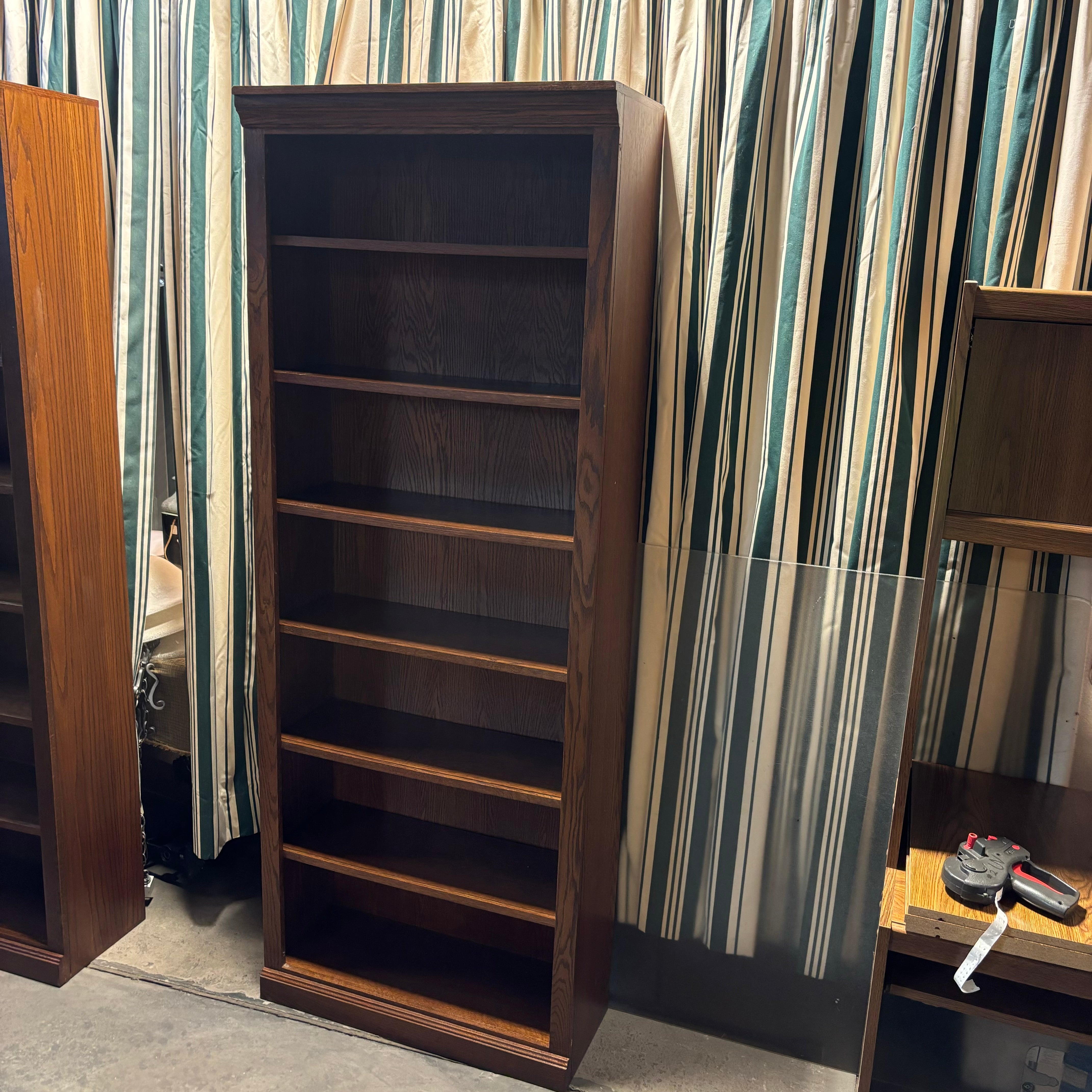 Solid Dark Wood 6 Shelf Bookcase 32"x 14"x 84"