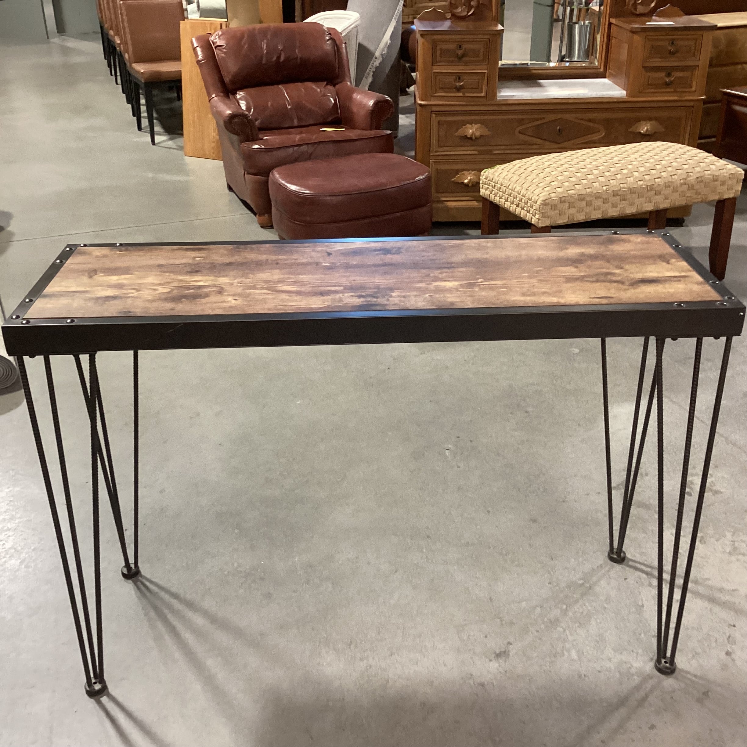 Industrial Iron & Wood Sofa Table 47"x 16"x 32"