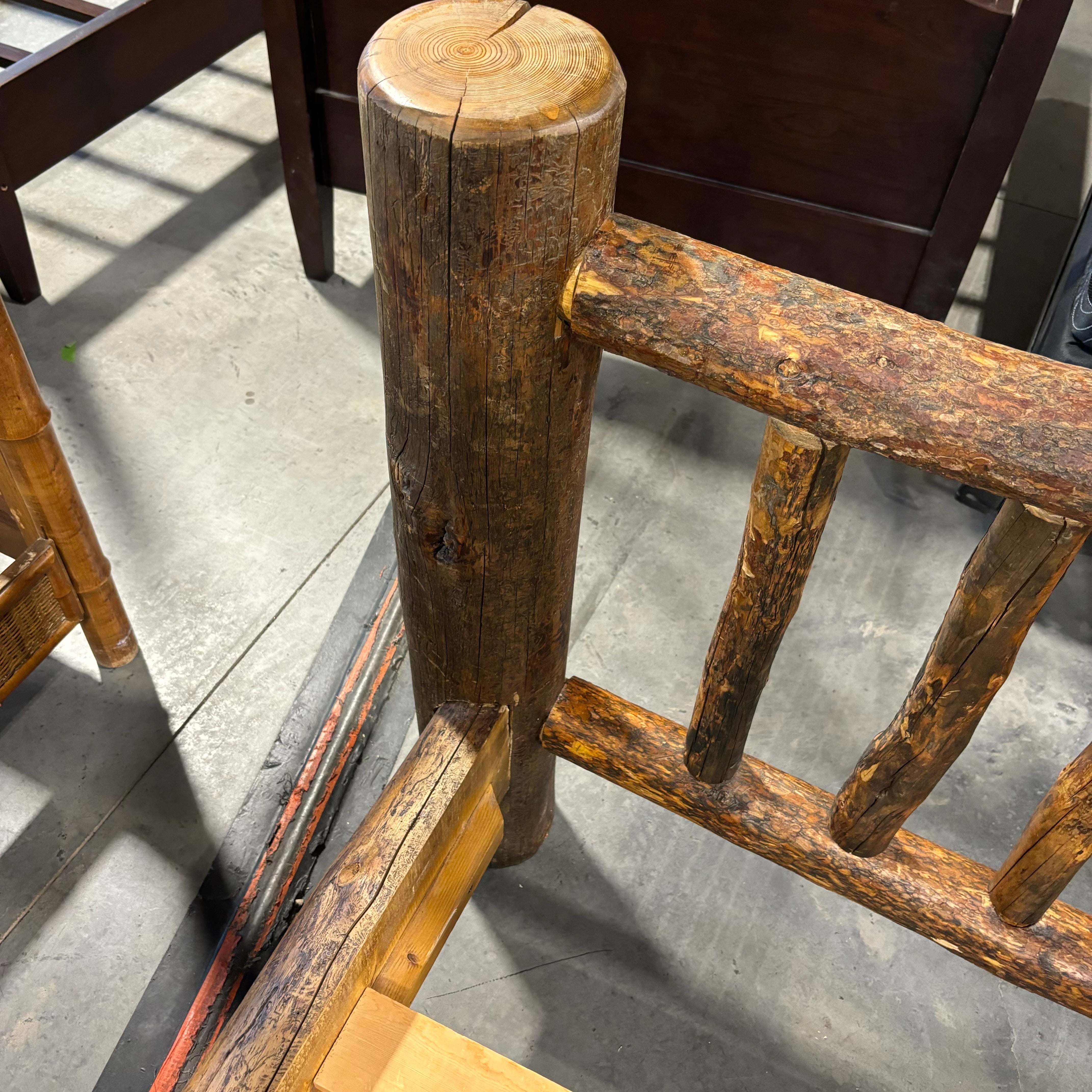 TWIN Rustic Style Raw Log Bed Set 91"x 50"x 54"