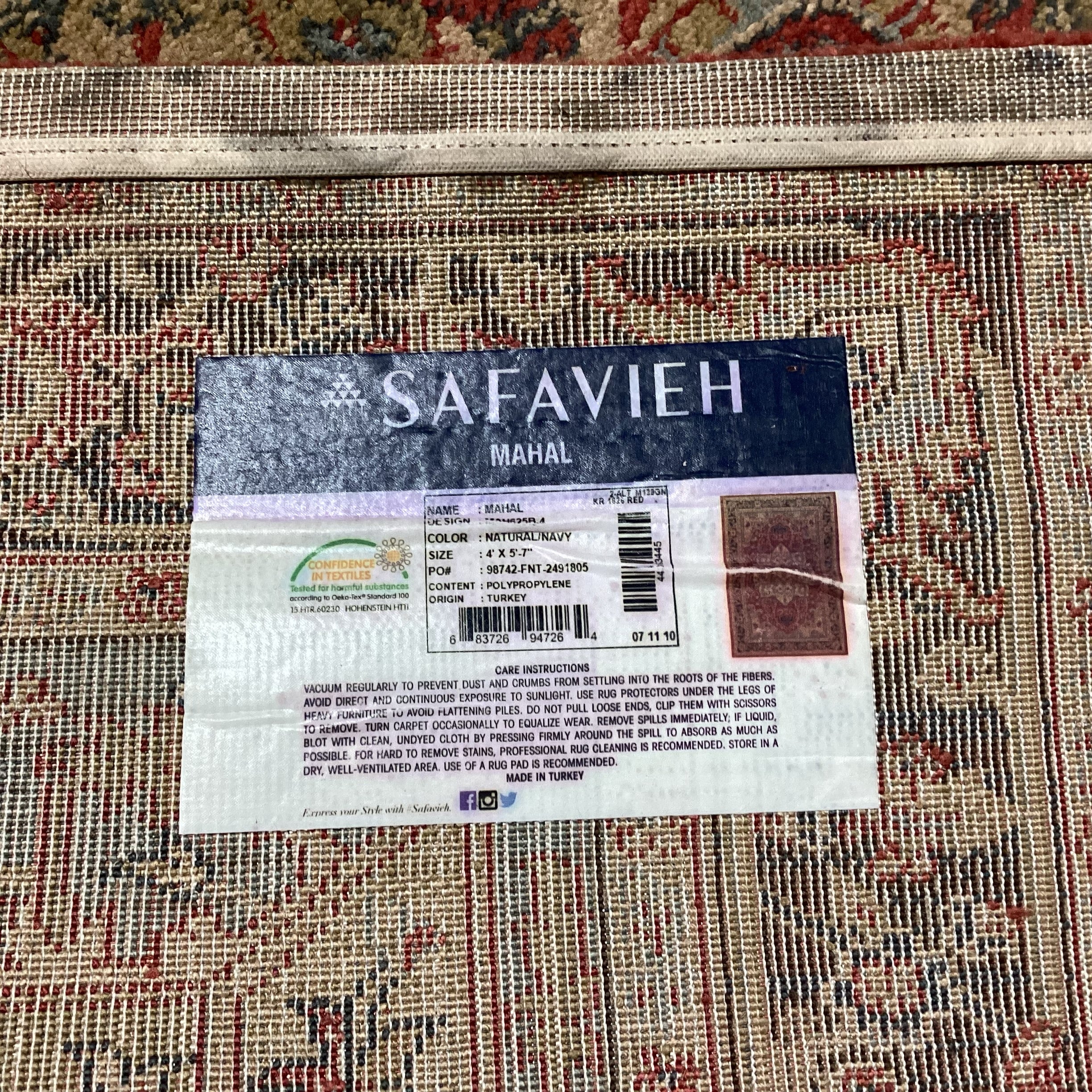 Safavieh Mahal Red Gold Blue Poly Rug 4'x 5' 7"