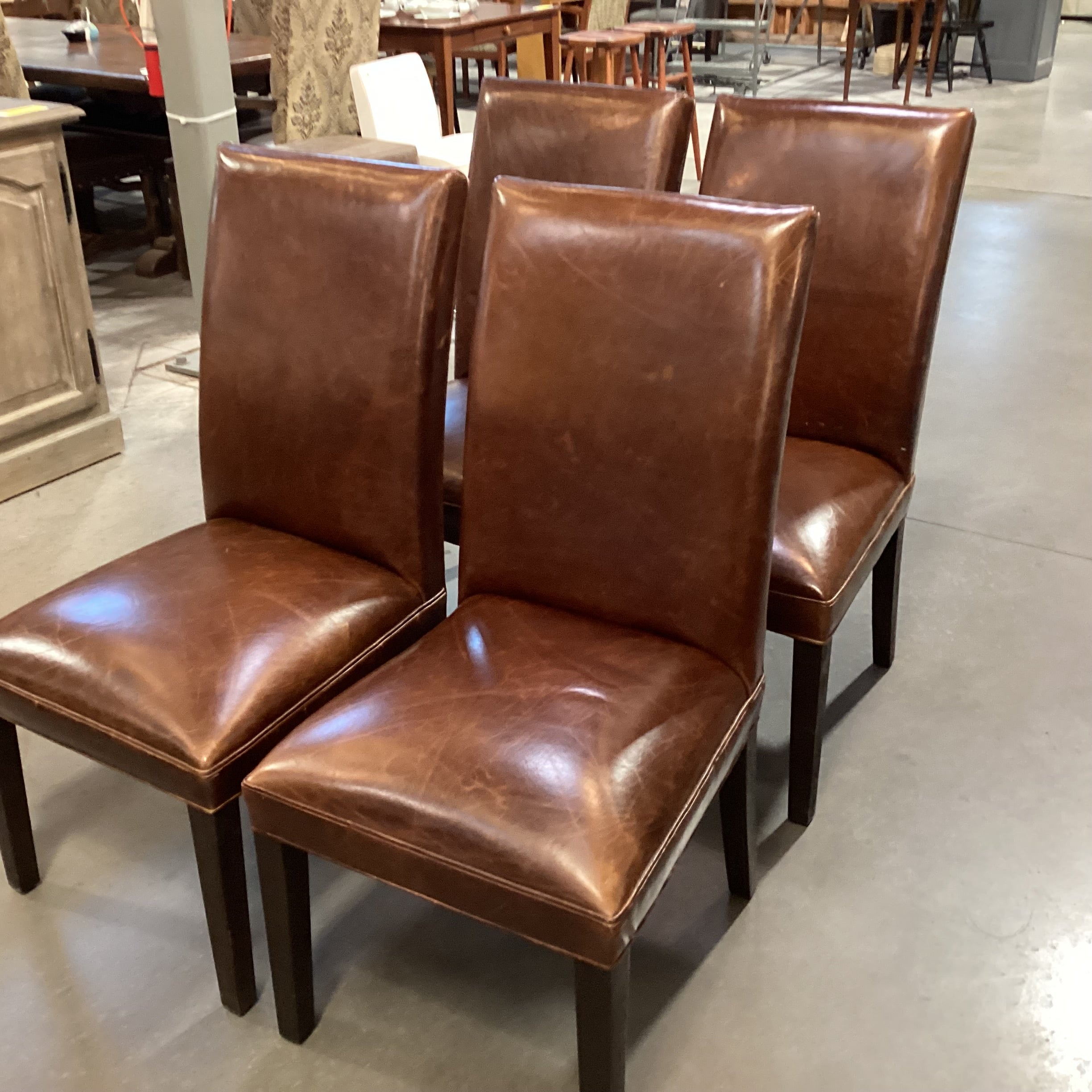 SET of 4 Restoration Hardware Distressed Leather Dining Chairs 21"x 24"x 42"