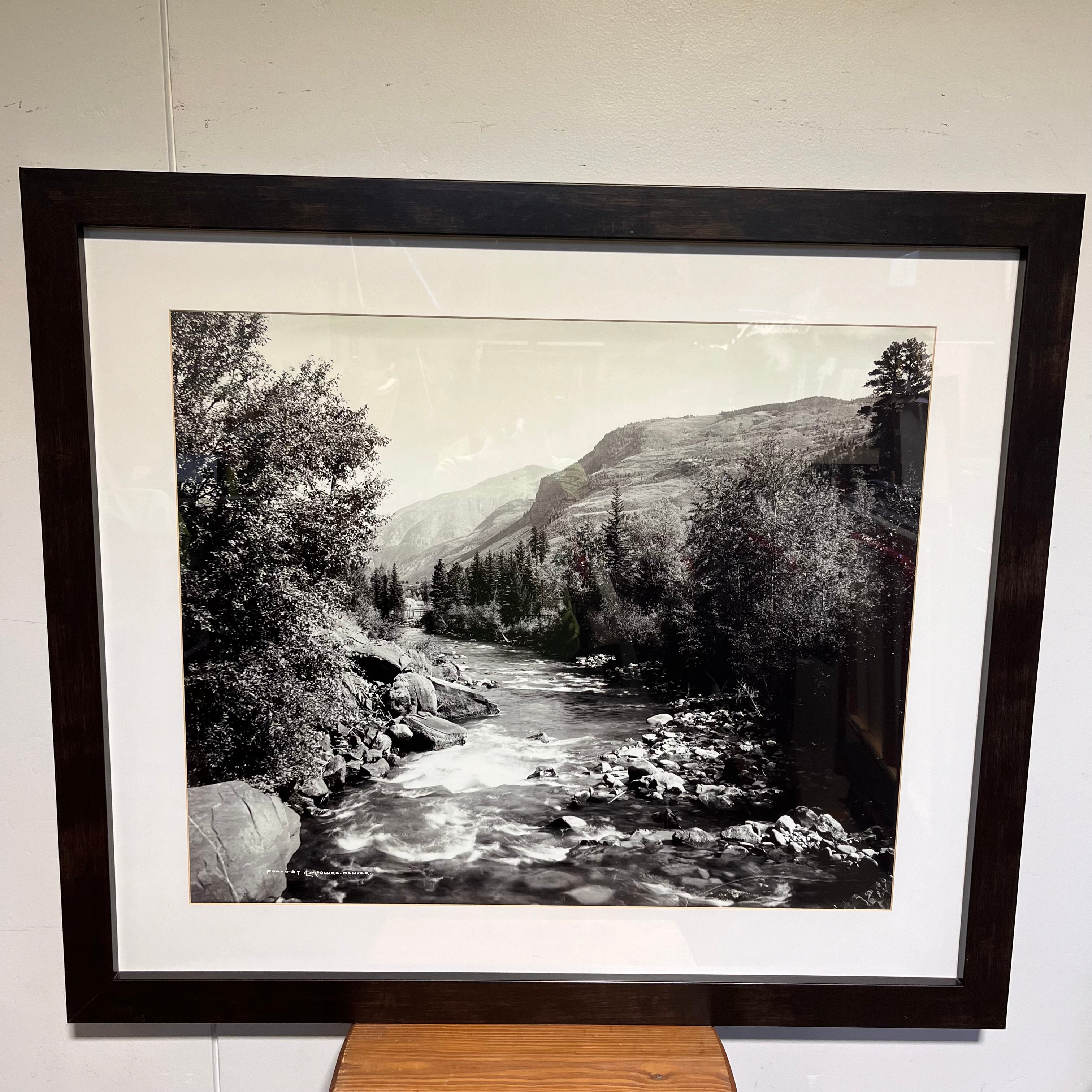 Louis Charles McClure Black and White River Print; 45"x 39"x 1.5"