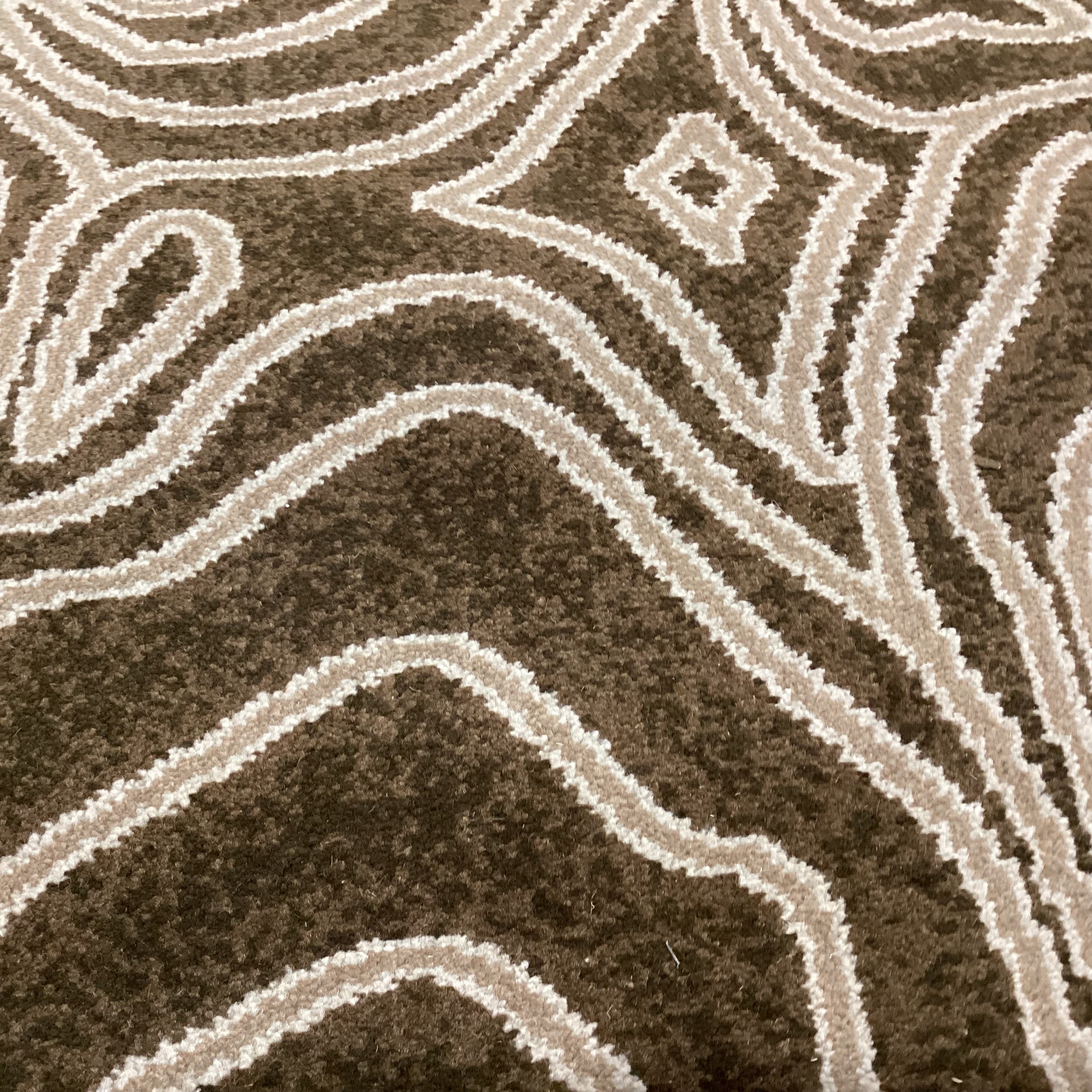 Custom Brown Tan Multi Design Wool Rug 6'x 9'