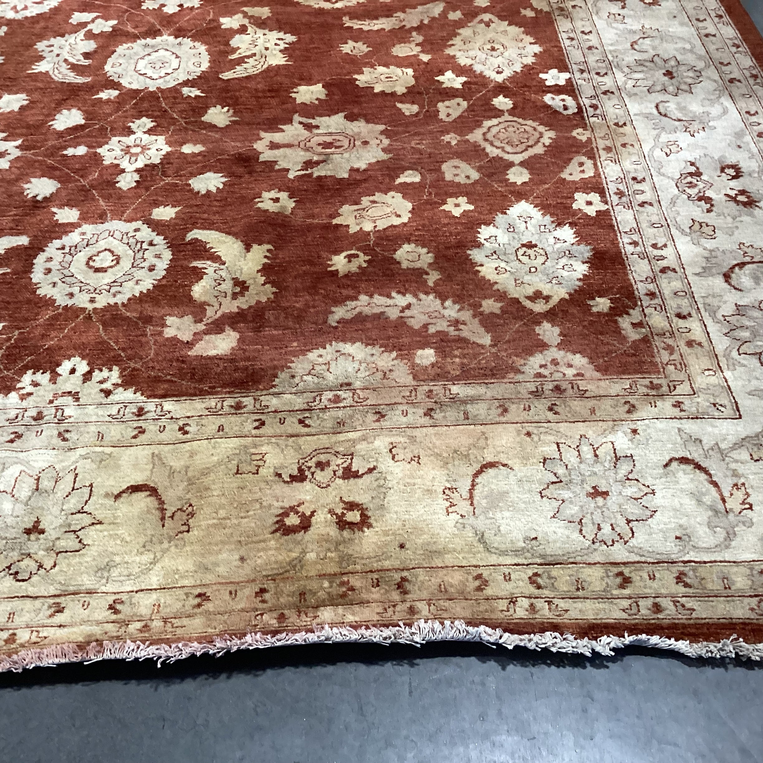 Red Rust & Gold Hand Woven Wool Rug 10'7"x 13'9"