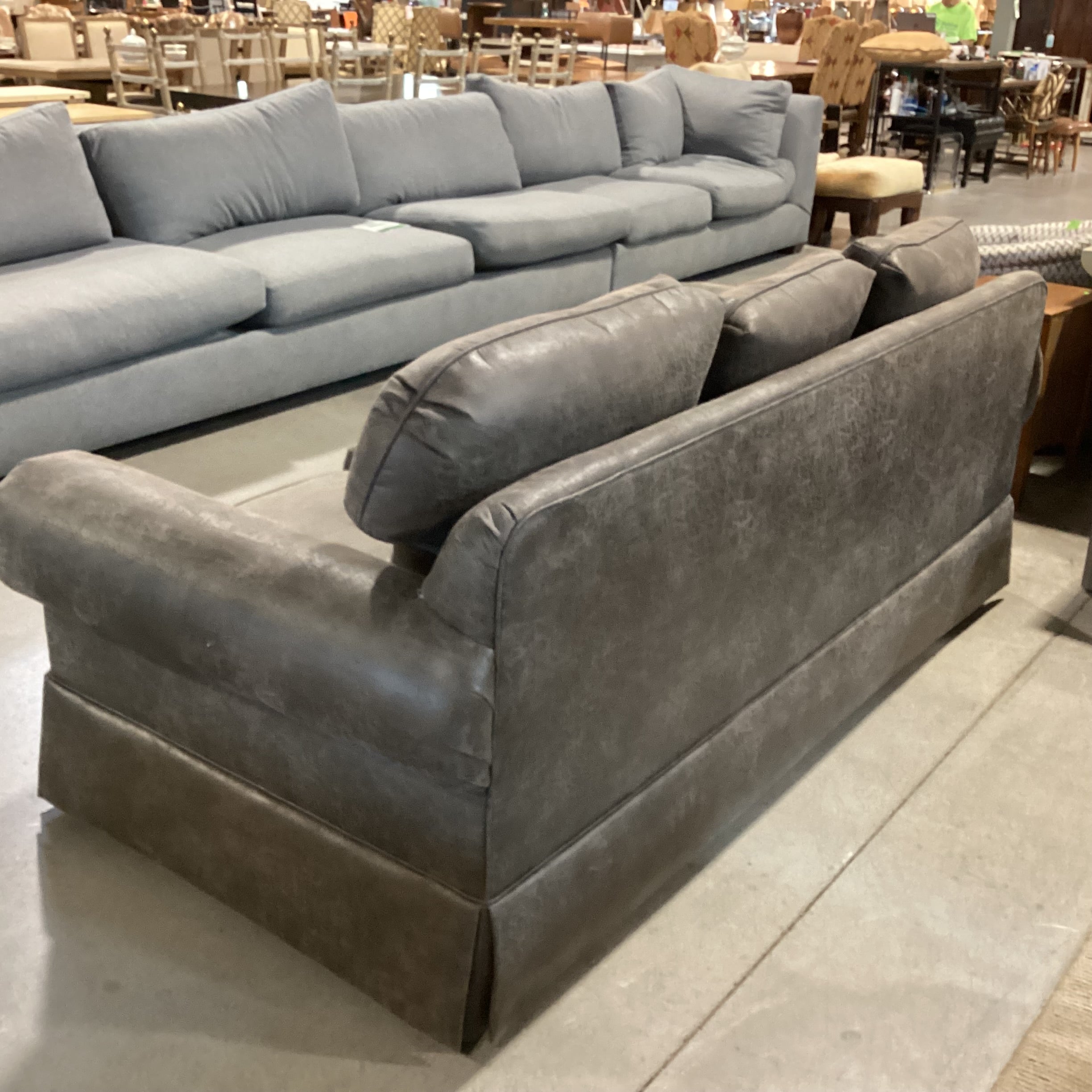 Grey Brown Textured ultra Suede & Down Fill Queen Sleeper Sofa 87"x 39"x 32"