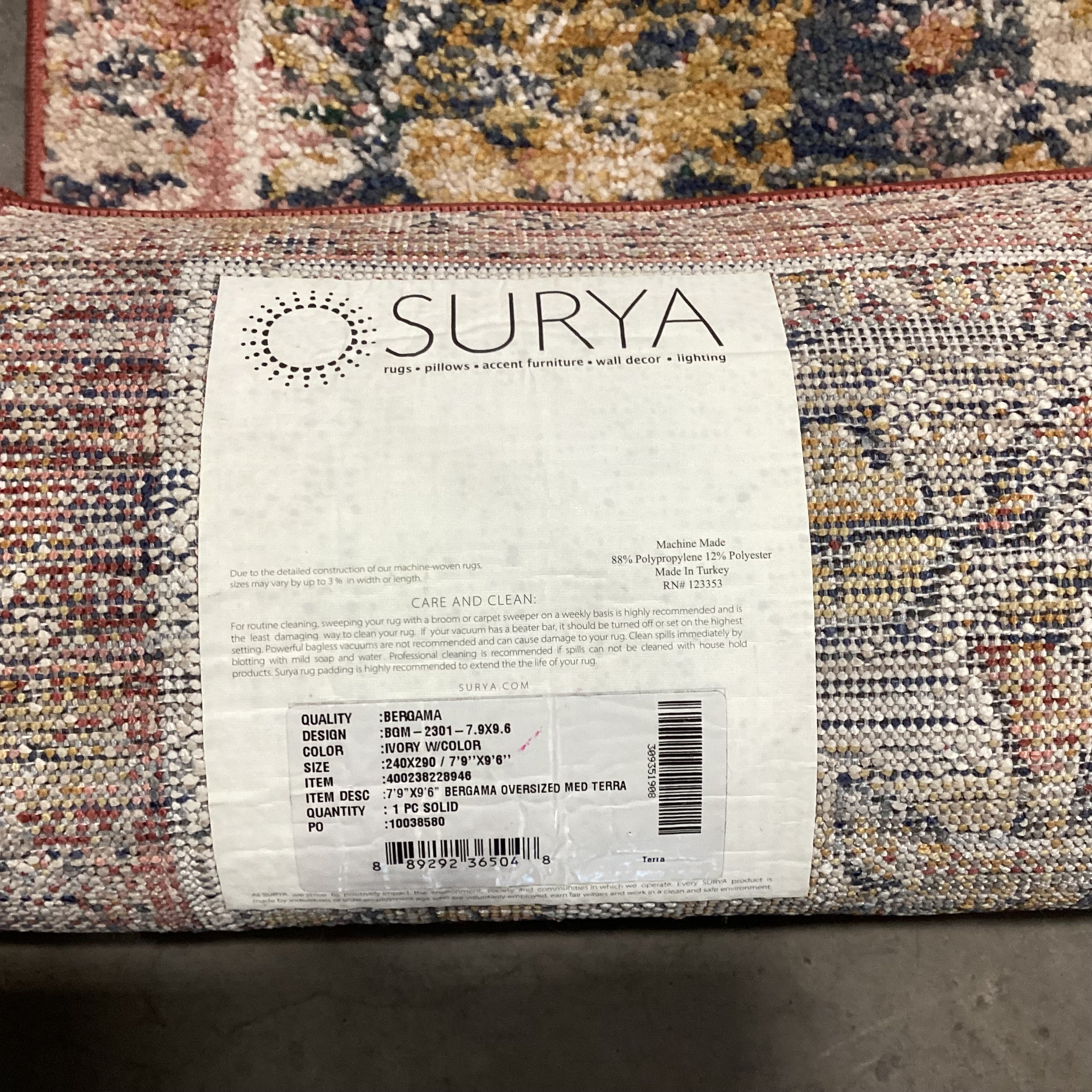 Surya Bergama Ivory Terracotta Poly Rug 7'9"x 9'6"