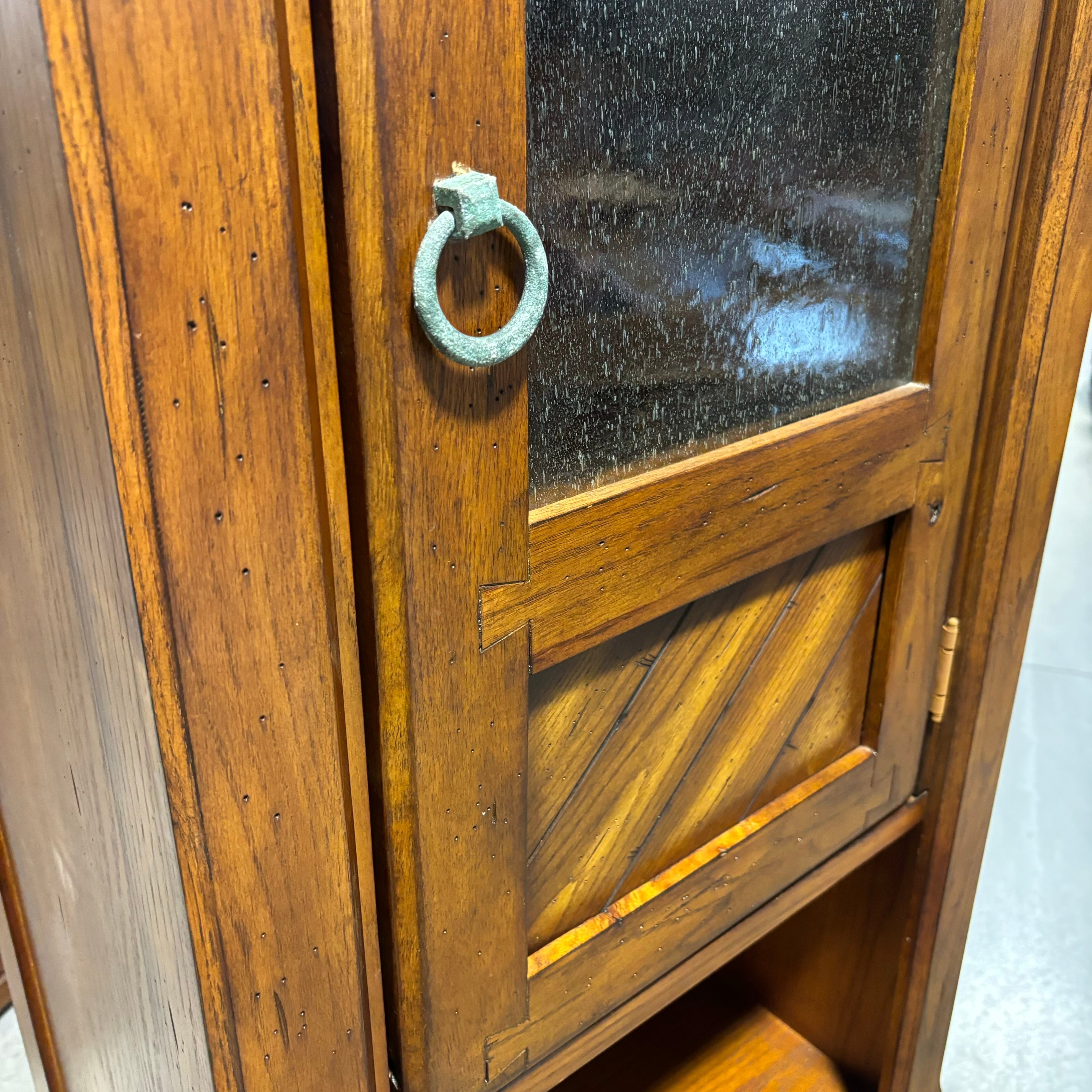Dark Finish Wood Rustic Style with 2 Wood & Glass Doors Display Bookcase 26.5"x 18"x 77"