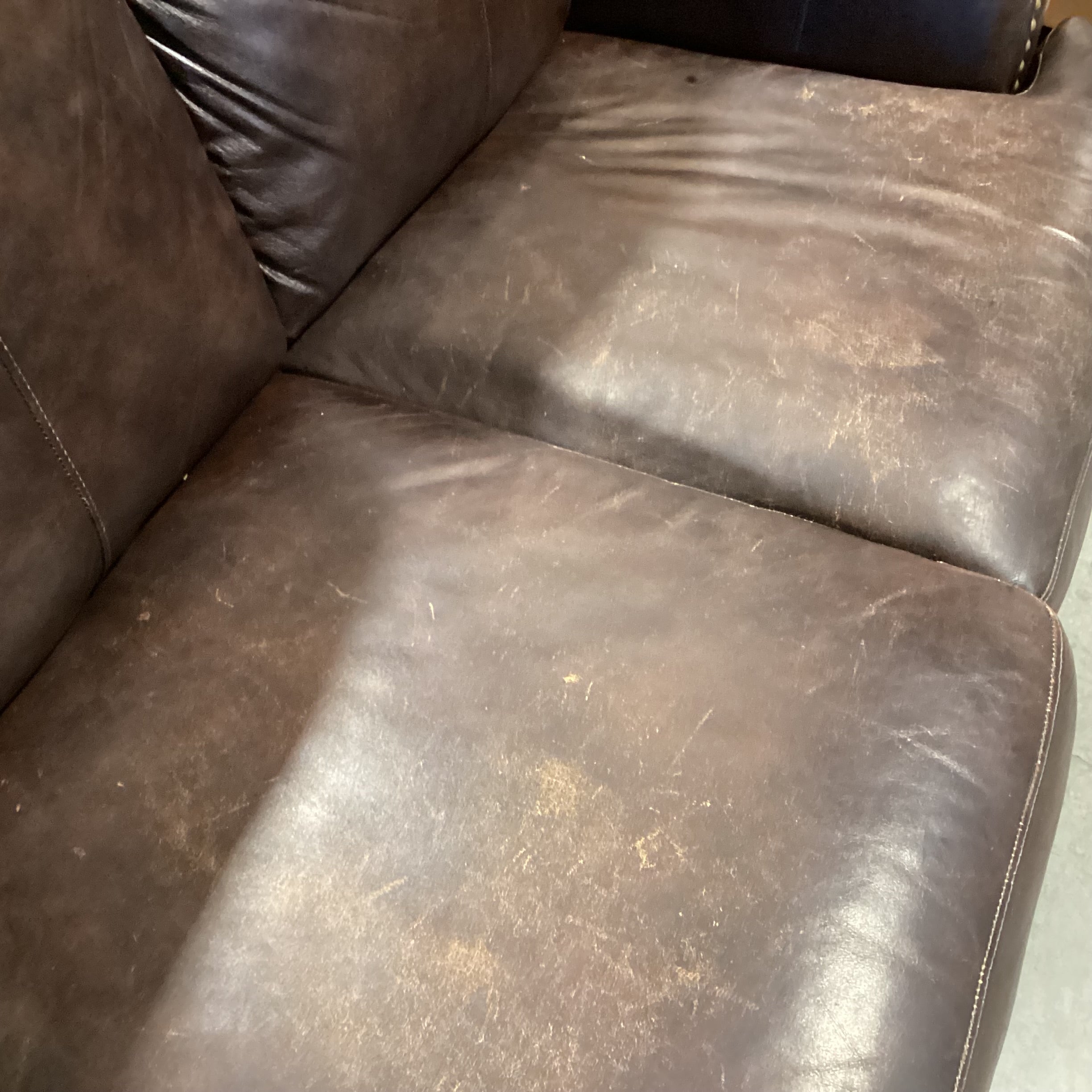 Bonded Leather Nailhead with Detailed Wood Base Sofa 88"x 34"x 35"