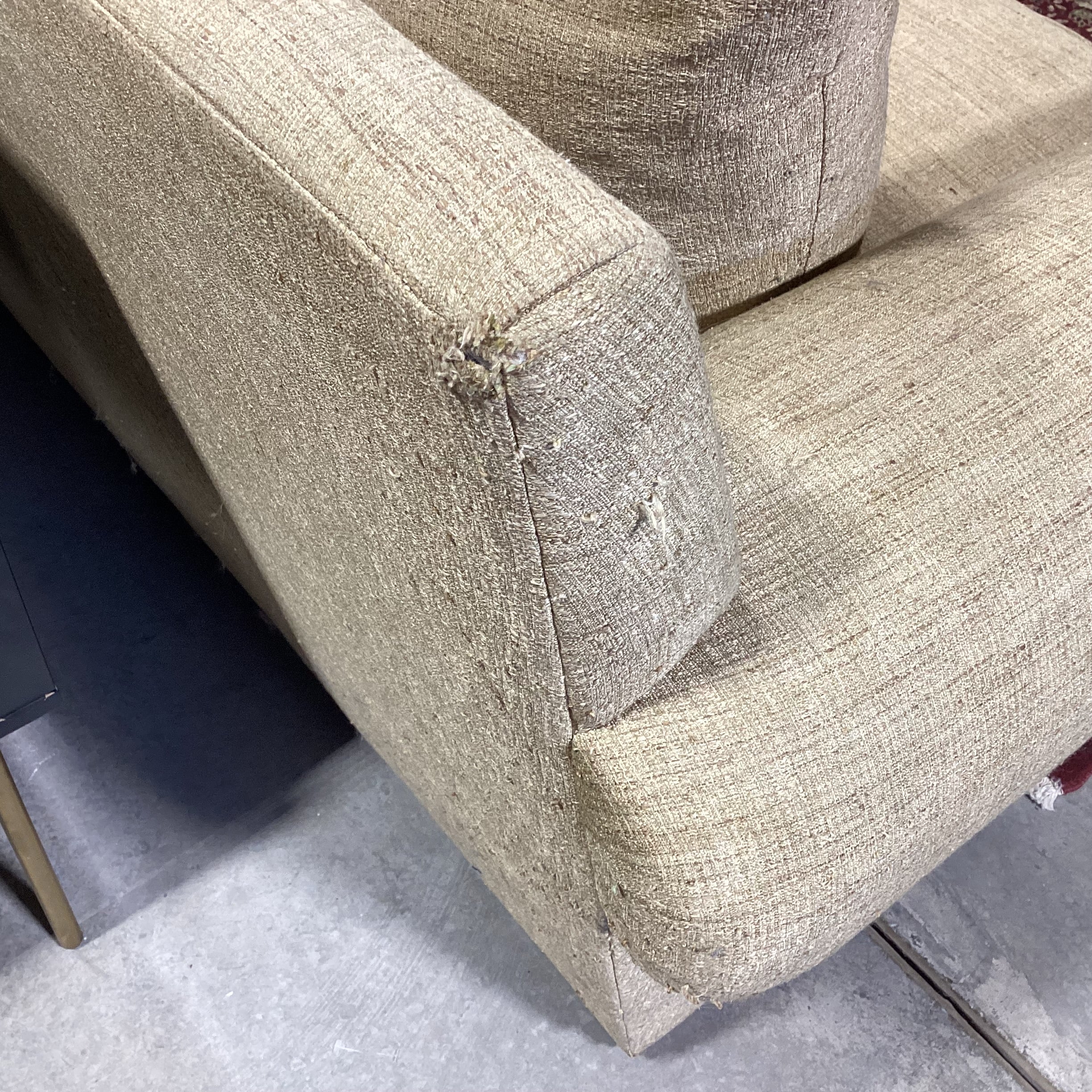 Rene Cazares Golden Tan Woven with Nailhead Down Mix Sofa 96"x 38"x 35"