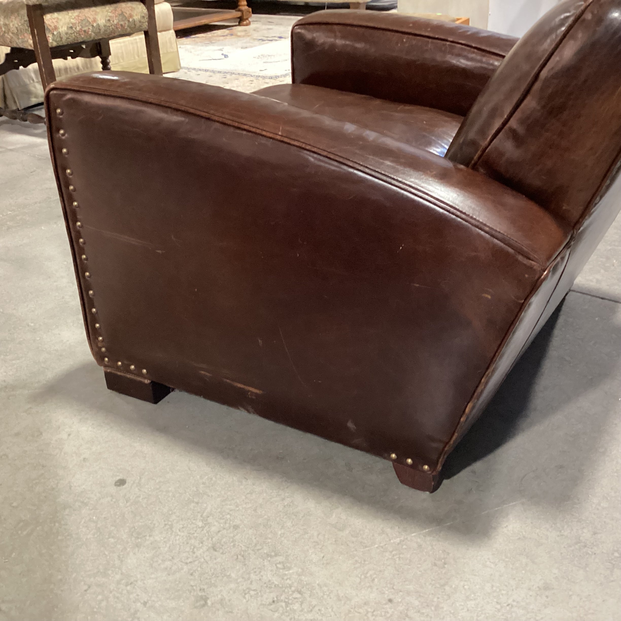 Restoration Hardware Distressed Leather Nailhead Club Chair 34"x 36"x 28"
