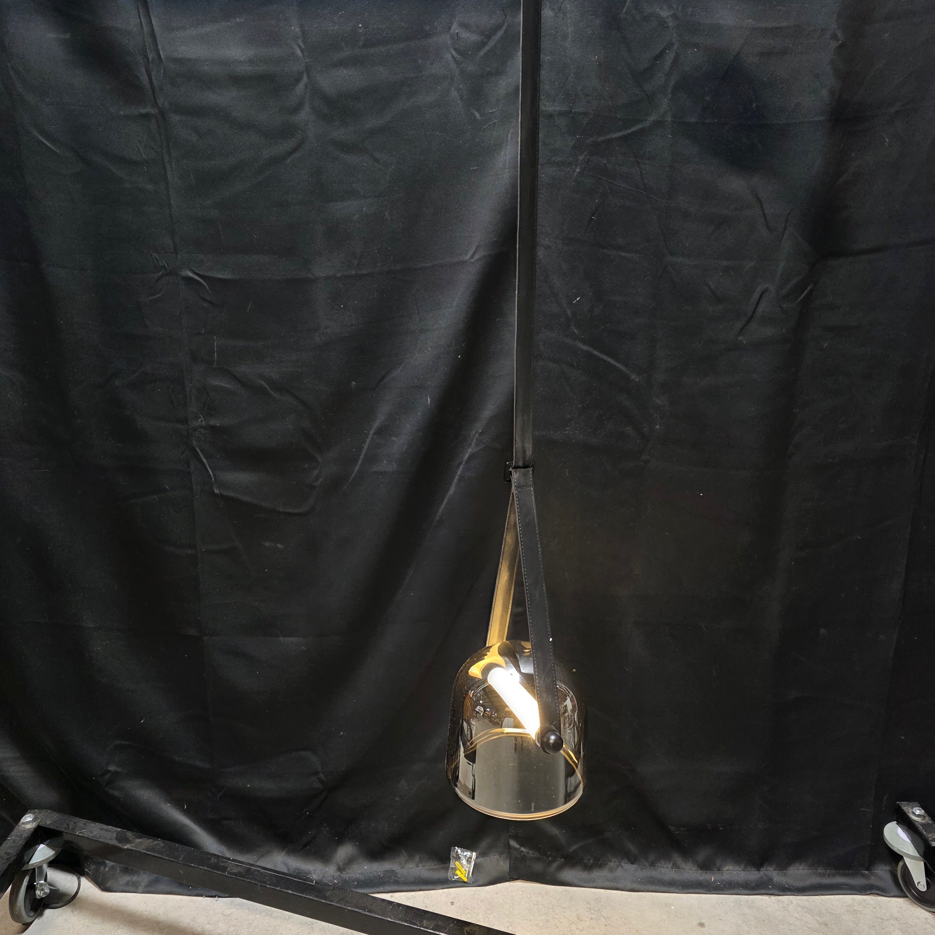 Mirrored Dome Pendant LED Light on Leather Straps 7"Dx42"