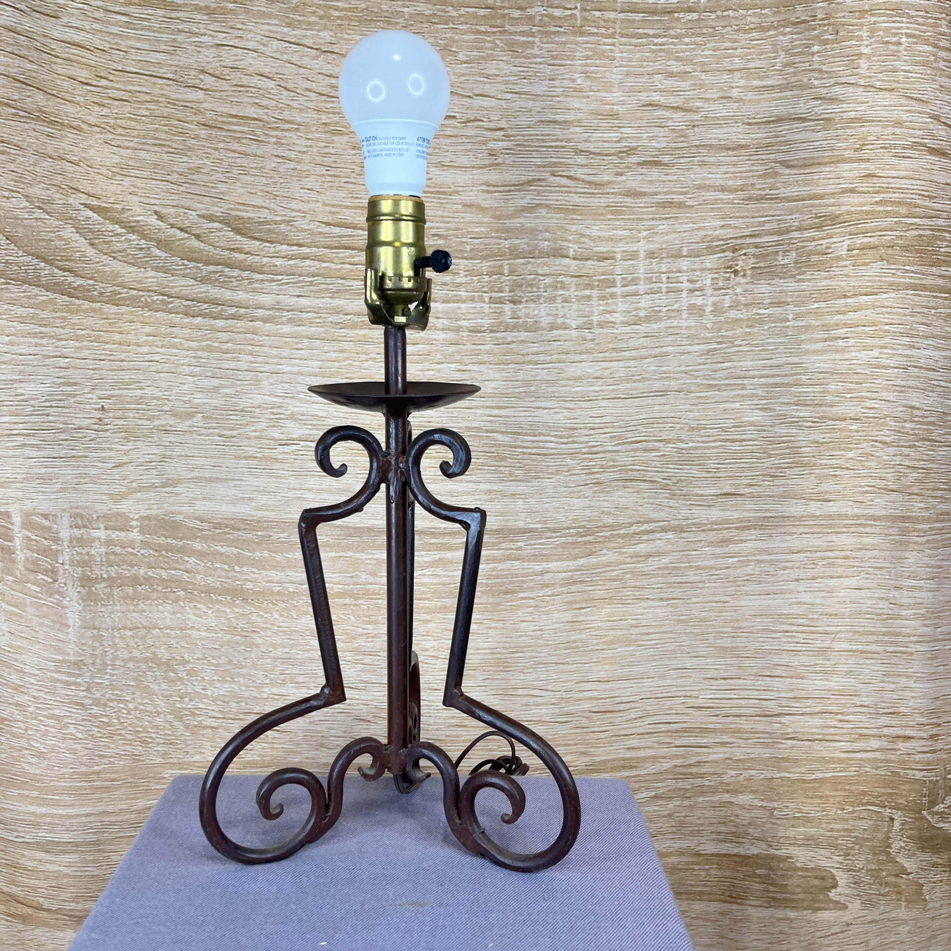 Bronze Brushed Iron Scroll Leg Mini Table Lamp 8"x 8"x 15"