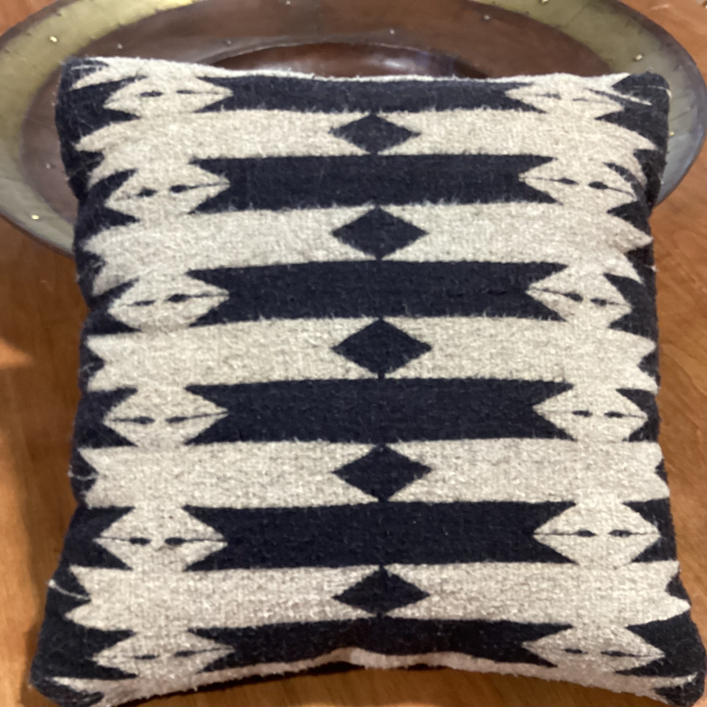 Native American Black & Tan Hand Woven Wool Accent Pillow 20"x 20"