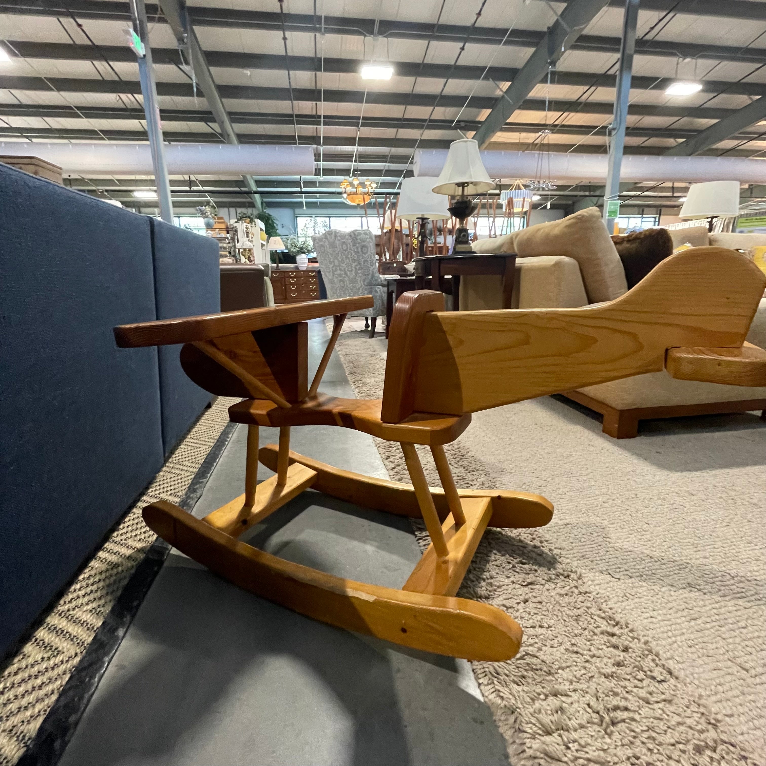 Handcrafted Child's Wooden Airplane Rocker, 48"x 26.5"x 28"