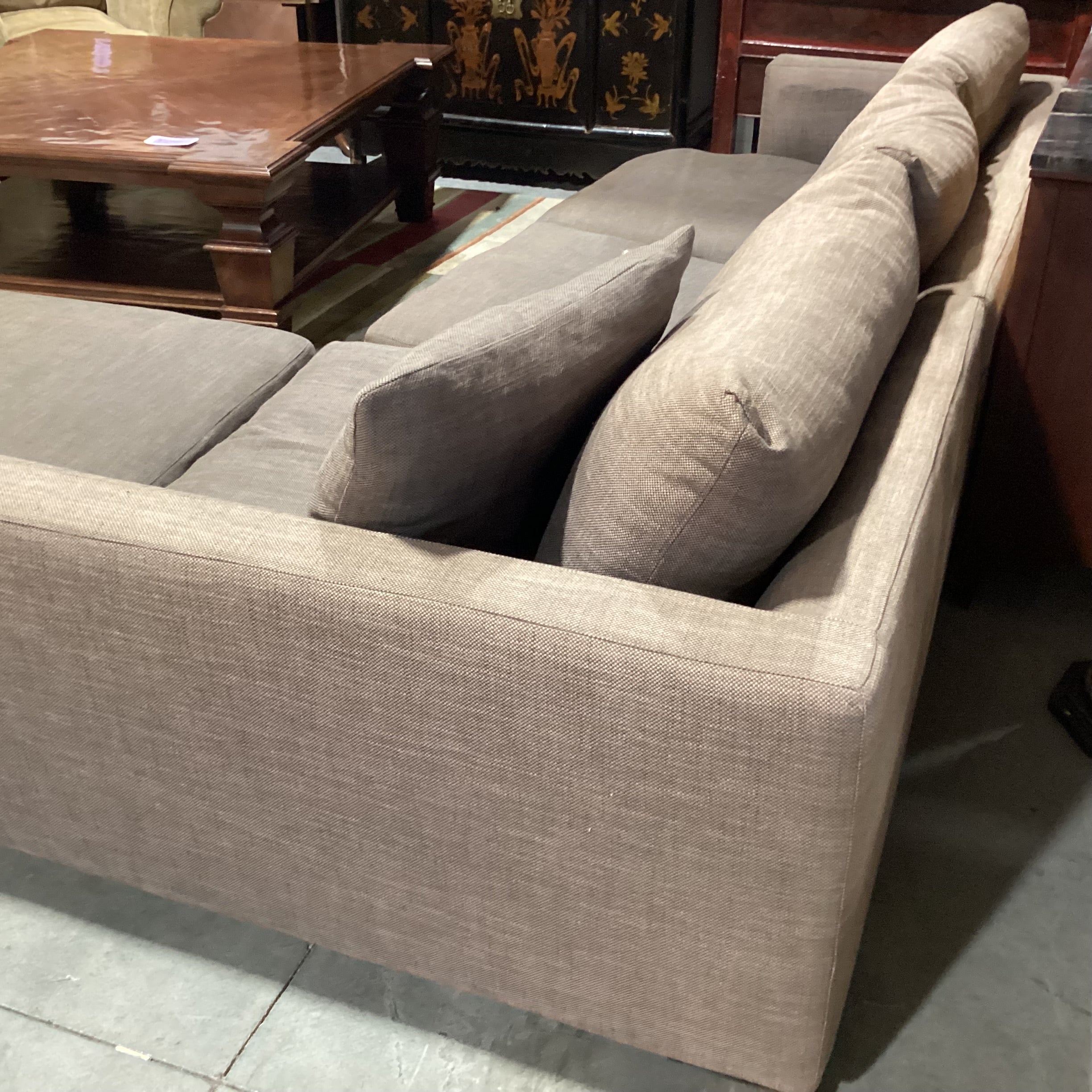 Camerich Brown Linen Down Mix Modern 2 Piece Sectional 113"x 89"x 44"x 25"