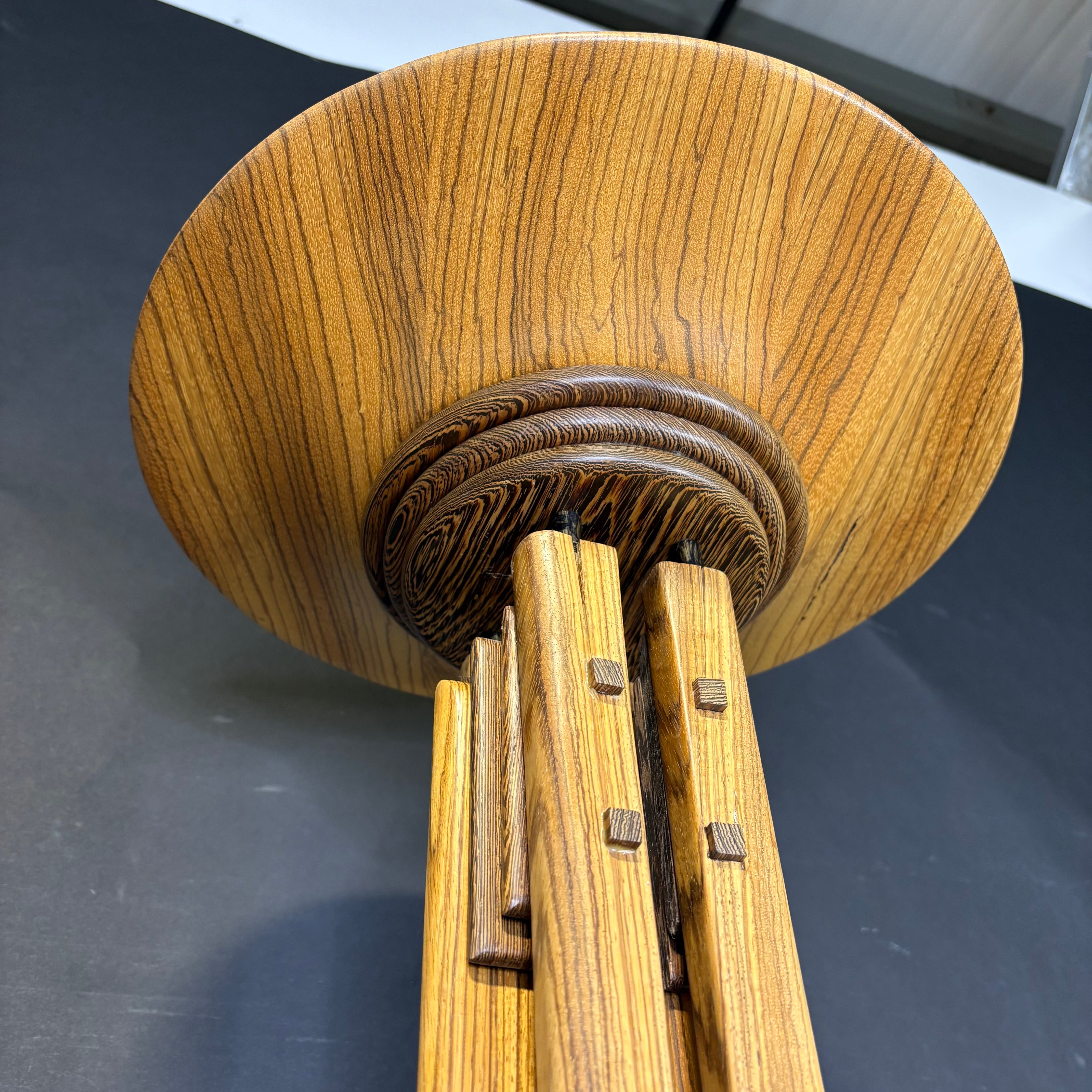 Custom One of a Kind Solid 2 Toned Tiger Oak Torcherie Floor Lamp 15” Diameter x 72”